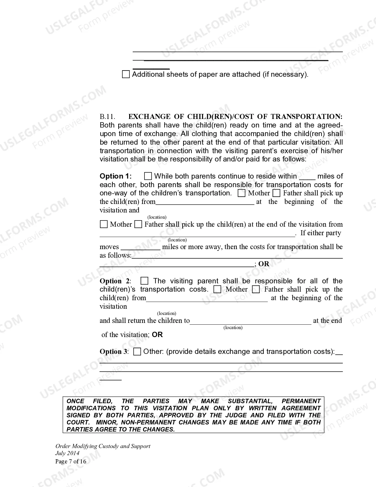 Preview Order Modifying Child Custody and Support