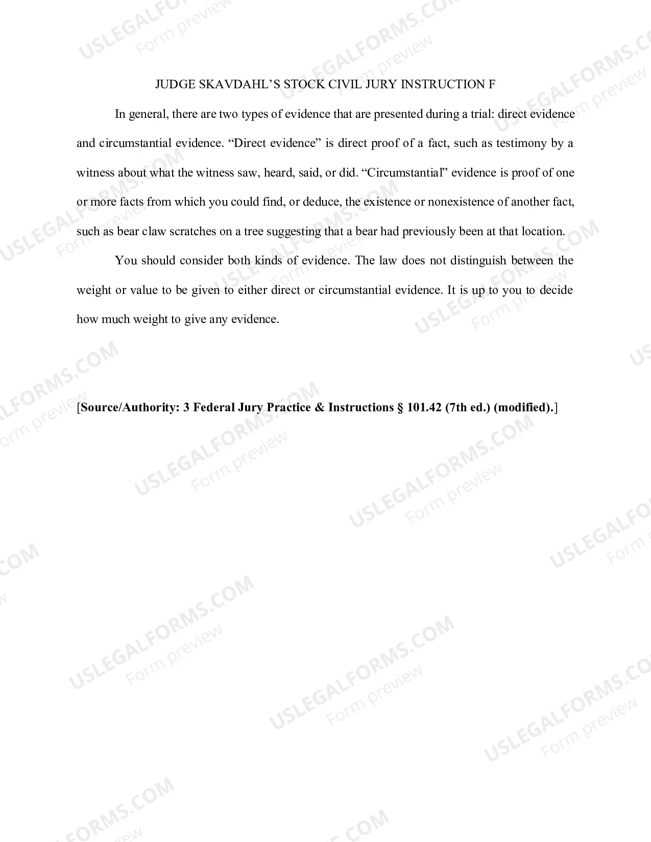 Preview Stock Jury Instructions - Civil