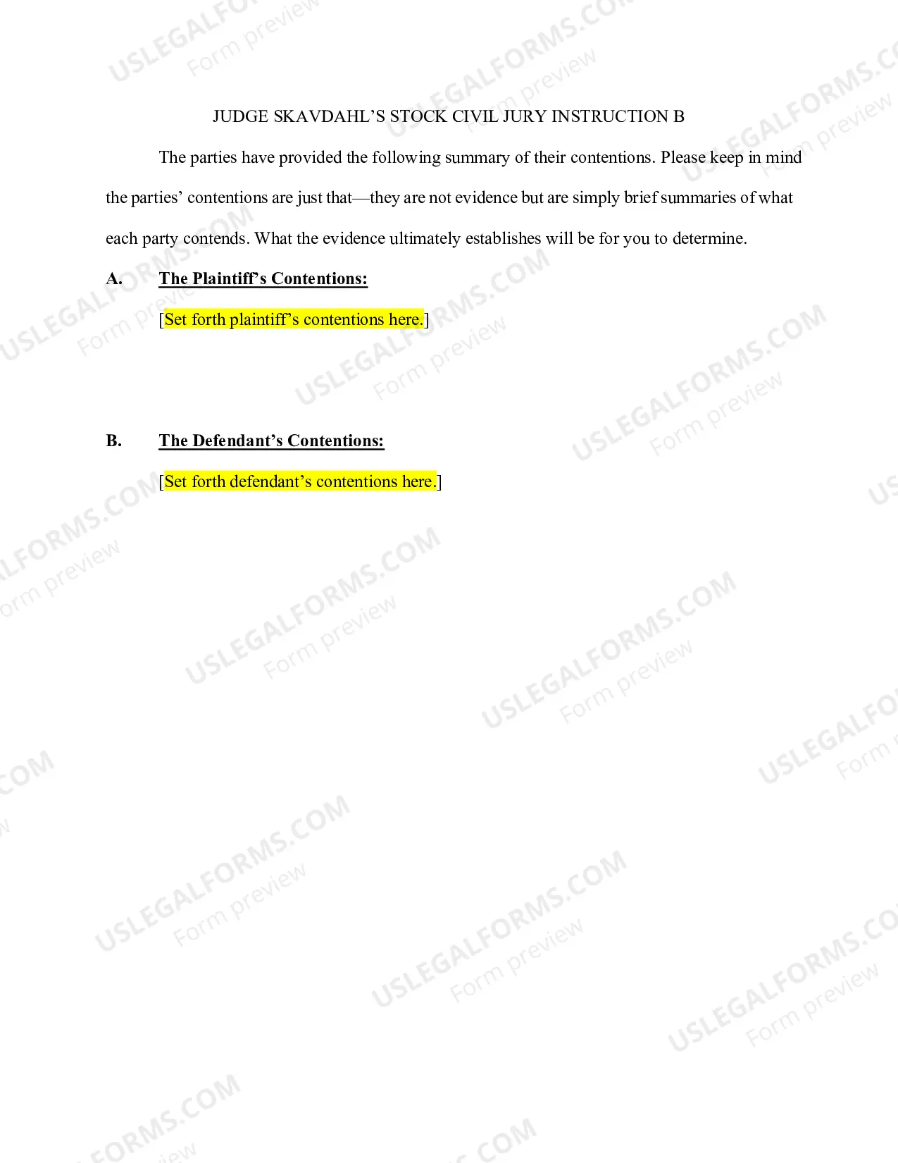 Preview Stock Jury Instructions - Civil