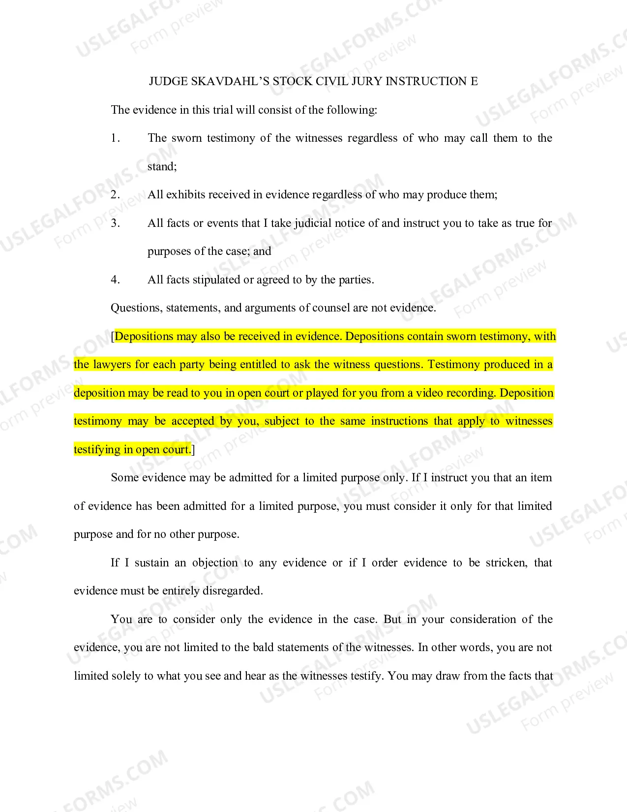 Preview Stock Jury Instructions - Civil