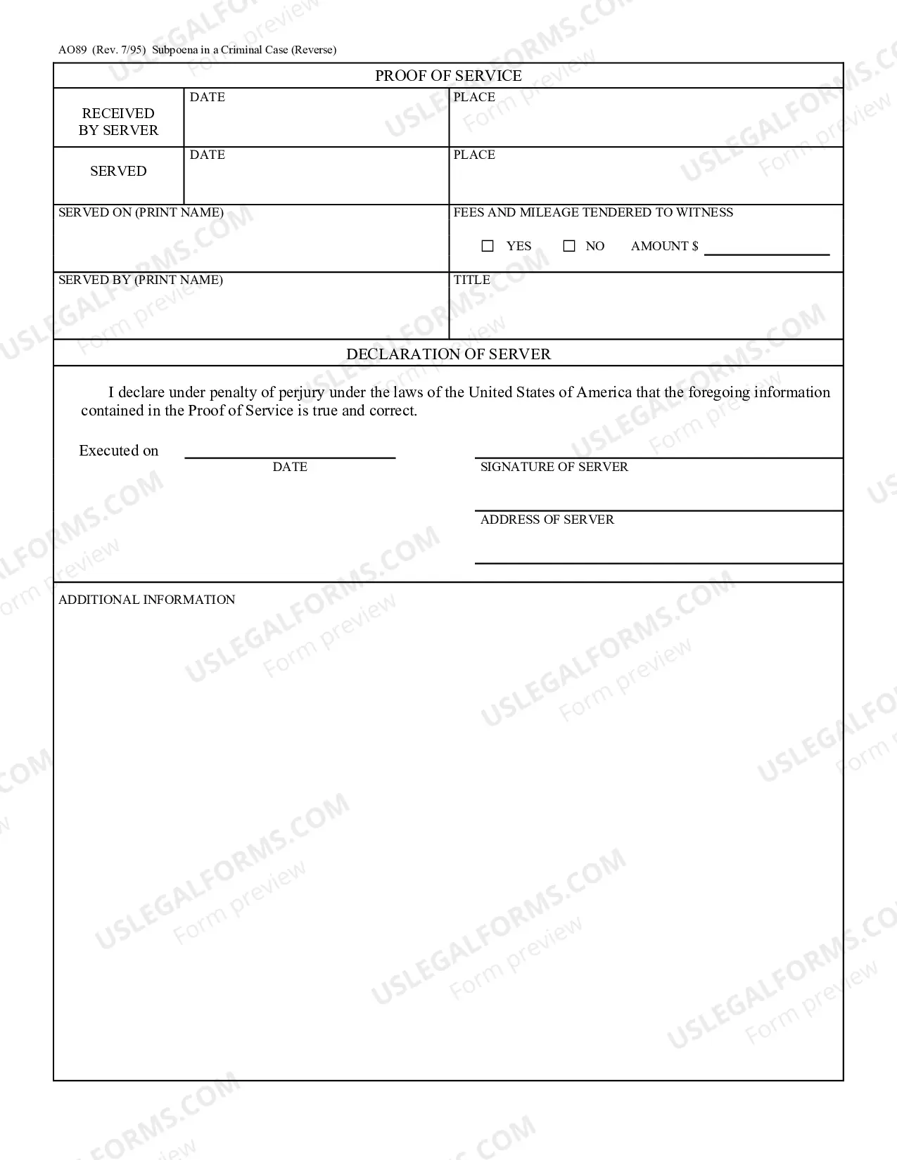 Preview Subpoena in a Criminal Case