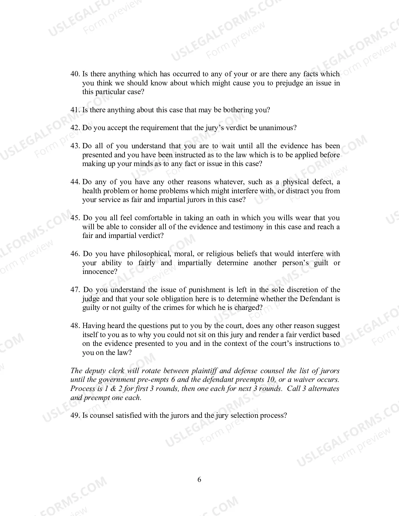 Preview Voir Dire Questions (Criminal)