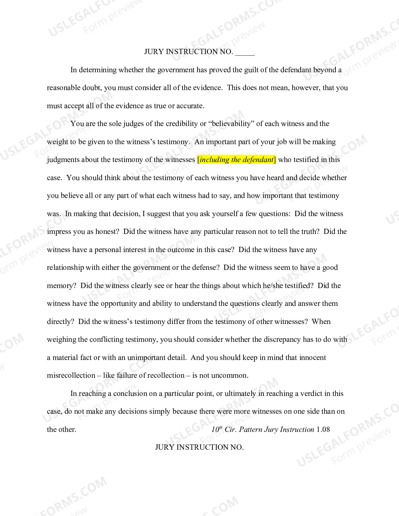 Preview Stock Jury Instructions - Criminal