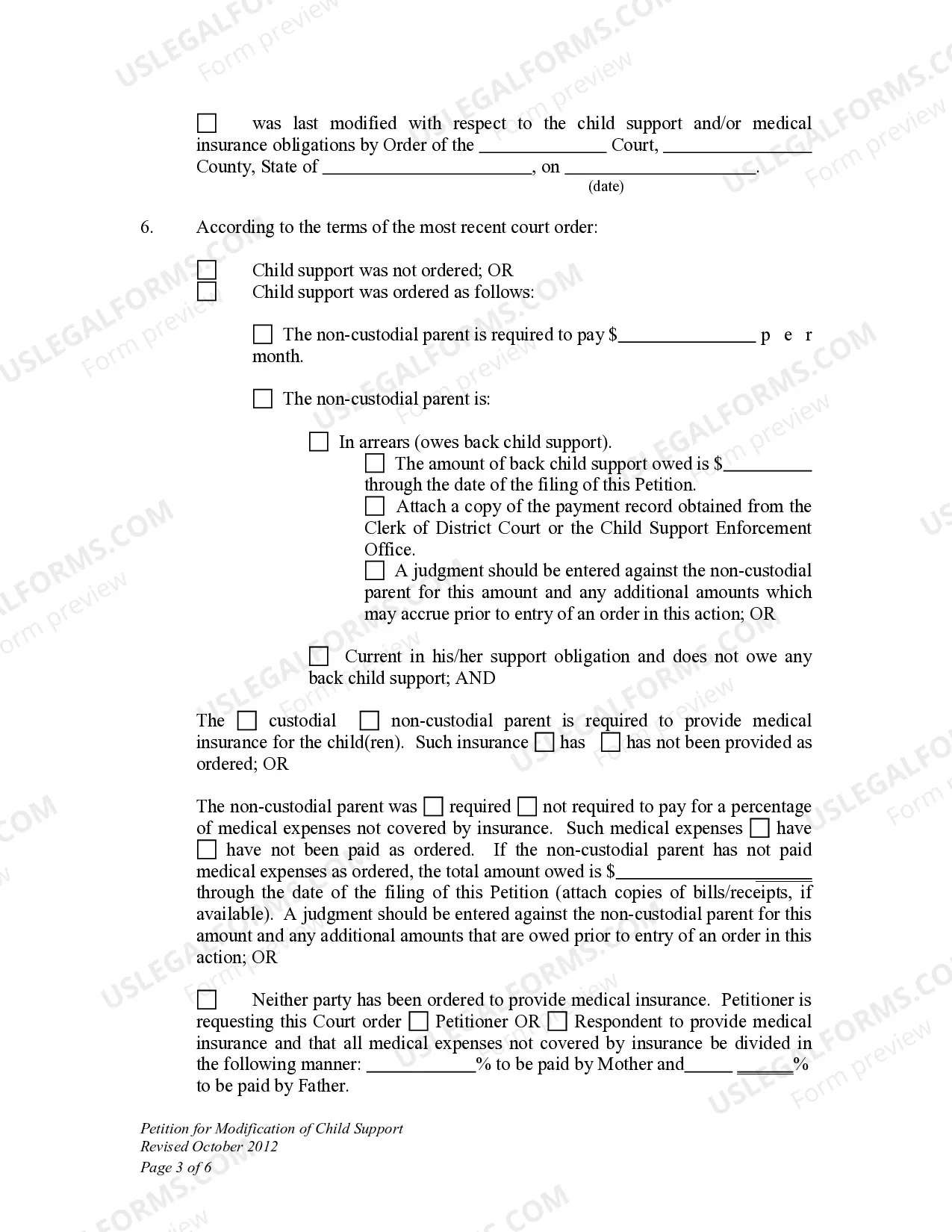Preview Petition for Modification of Child Support and Judgment for Arrears