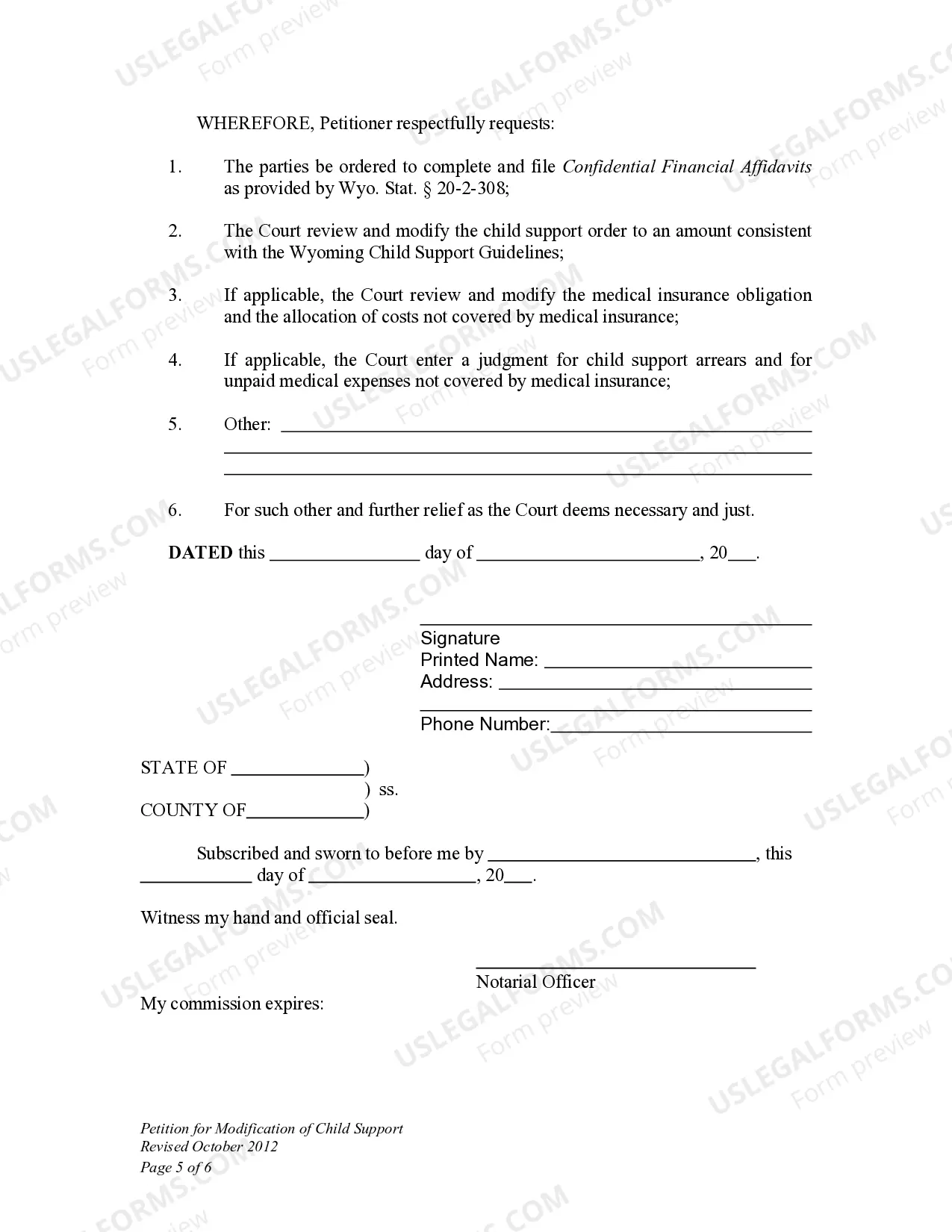 Preview Petition for Modification of Child Support and Judgment for Arrears