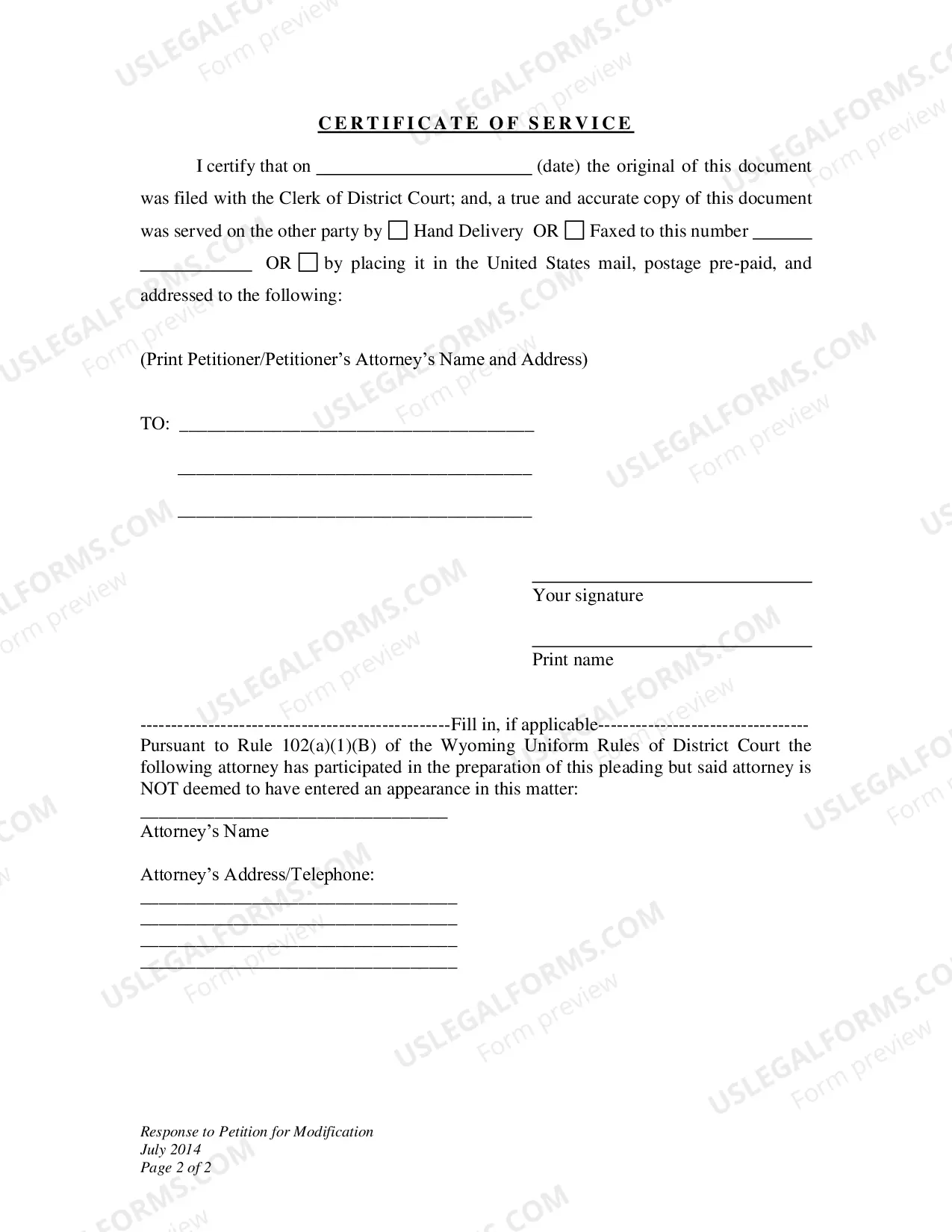 Preview Response to Petition for Modification of Child Support and Judgment for Arrears