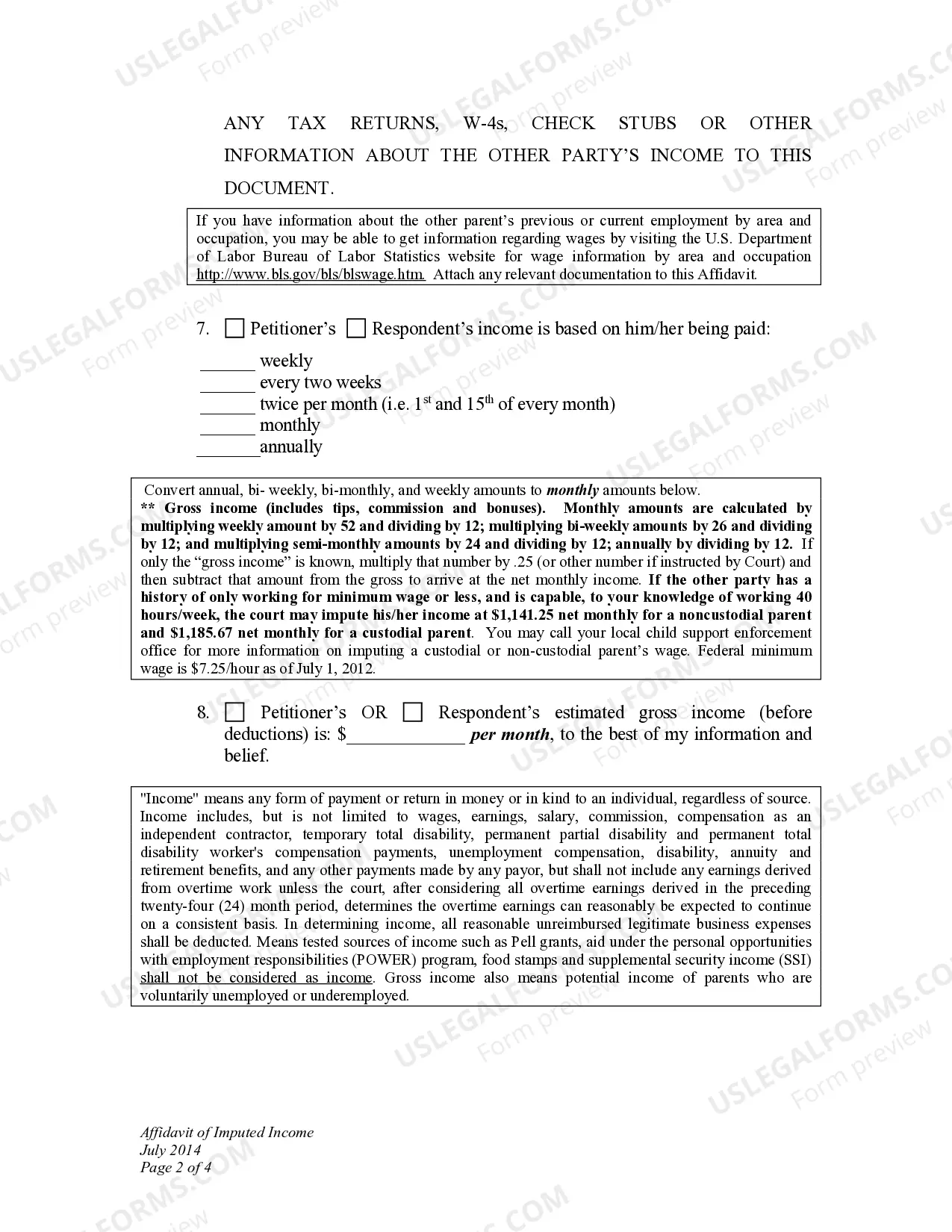 Preview Order Requiring Completion of Confidential Financial Affidavits