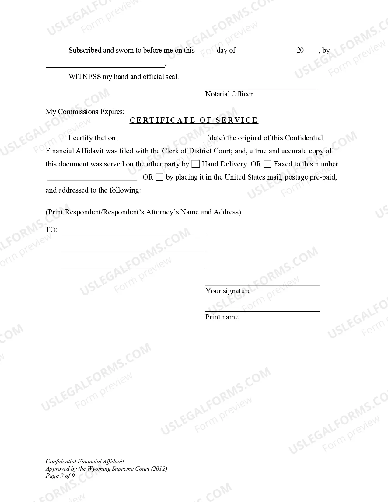 Preview Confidential Financial Affidavit W.S. Section 20-2-308 for Modification of Child Support
