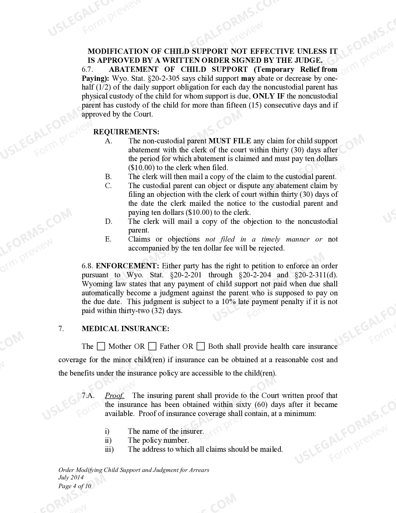 Preview Order Modifying Child Support and Judgment for Arrears for Child Support Modification