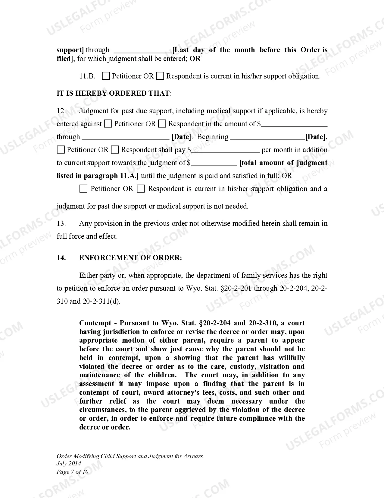 Preview Order Modifying Child Support and Judgment for Arrears for Child Support Modification