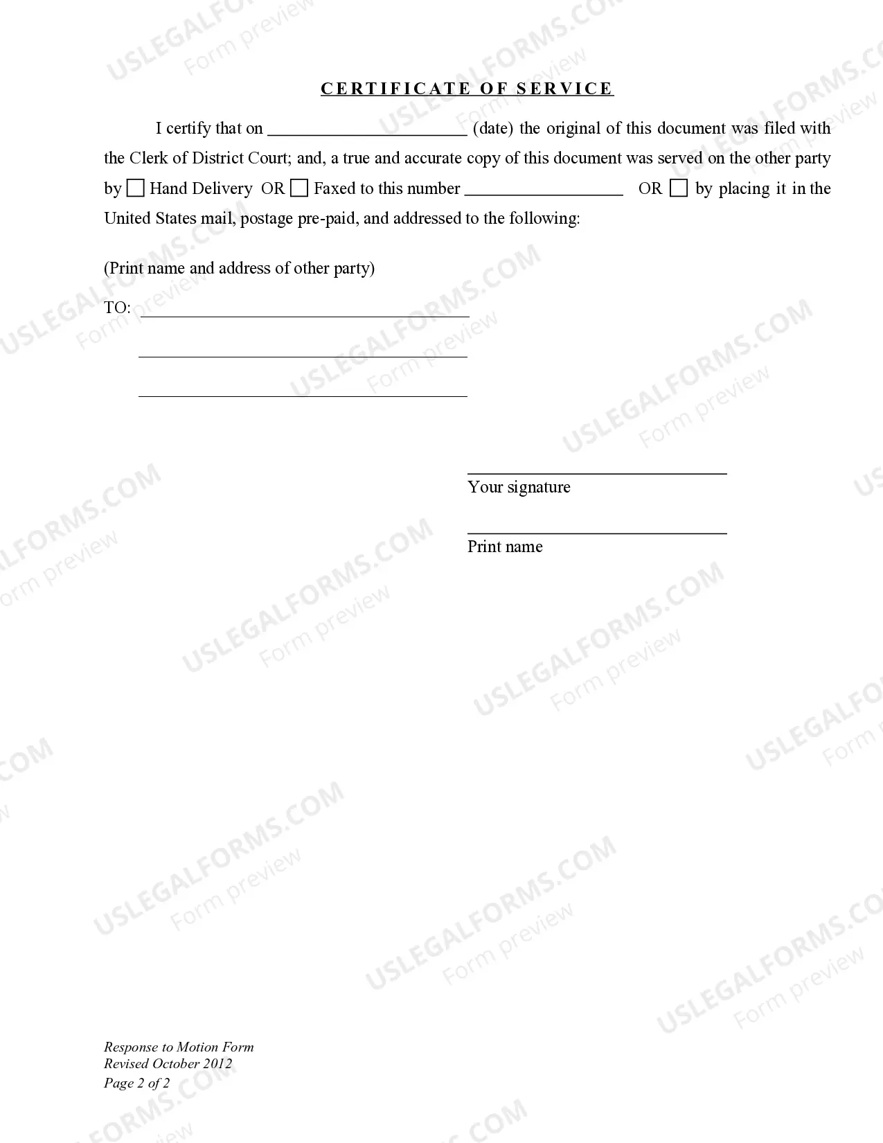 Preview Response to General Motion - Child Support Modification