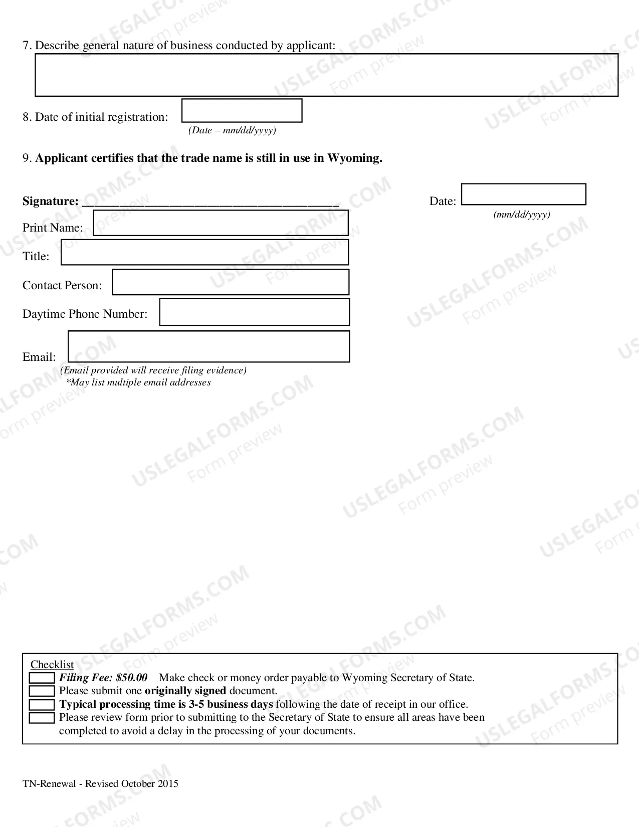 Preview Application for Renewal of Trade Name Registration