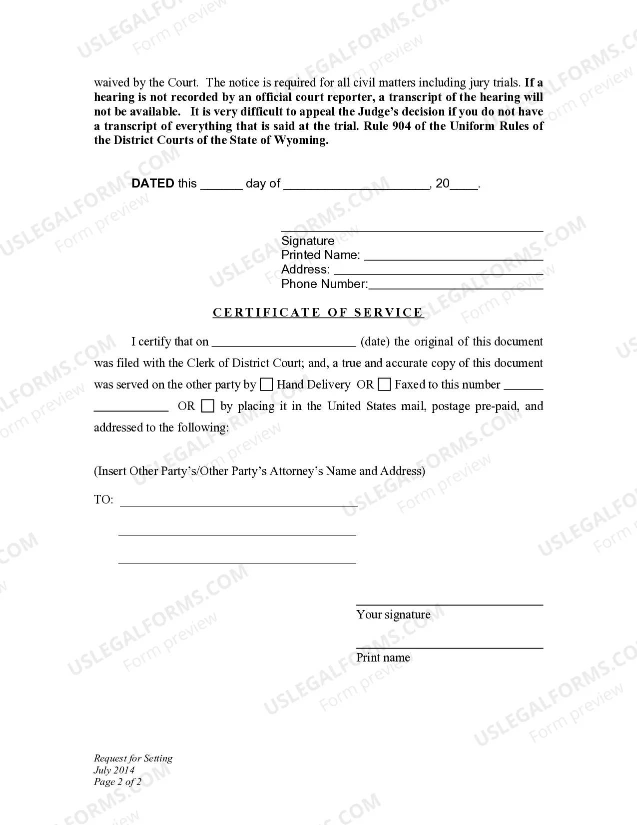 Preview DNCD 8. Request for Setting