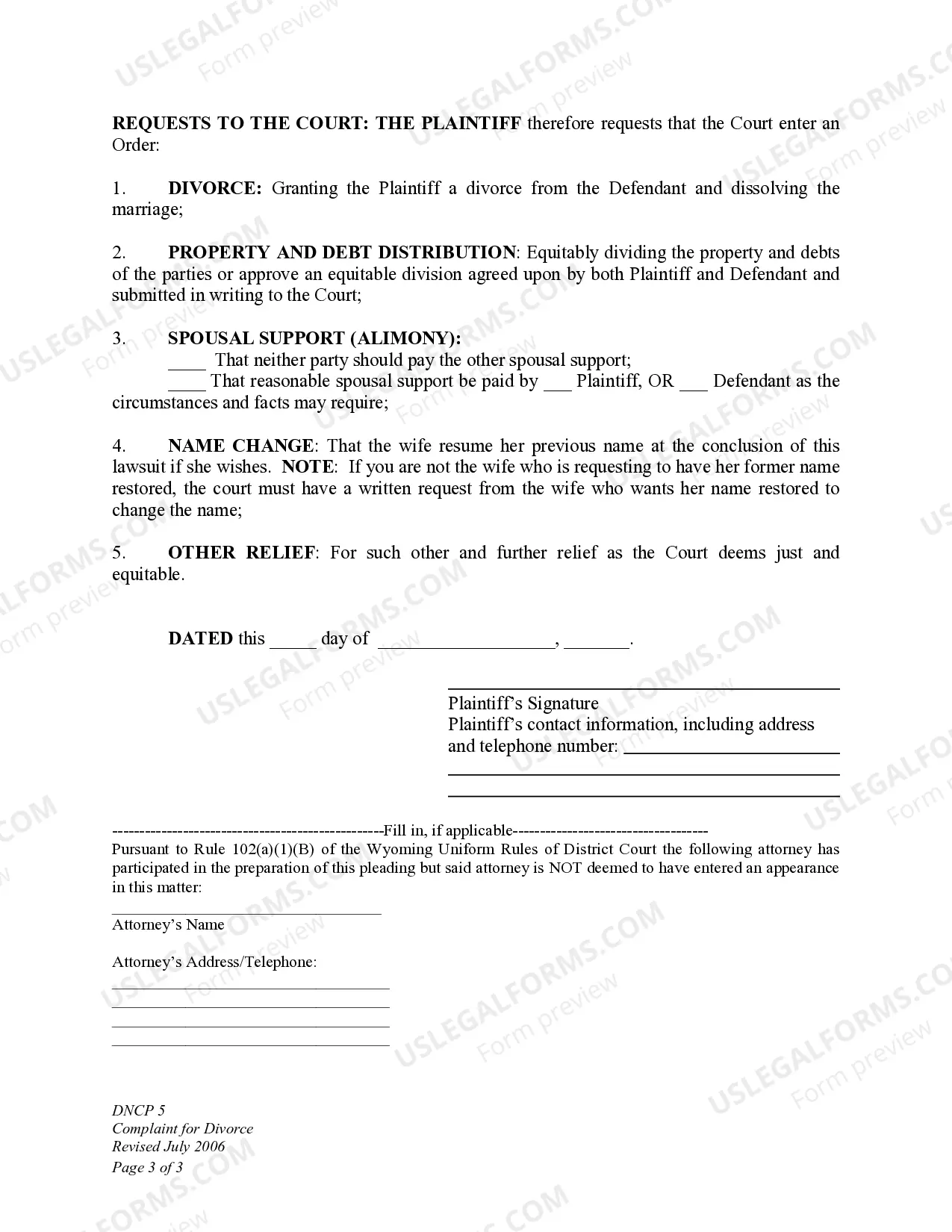 Preview DNCP 5. Civil Cover Sheet