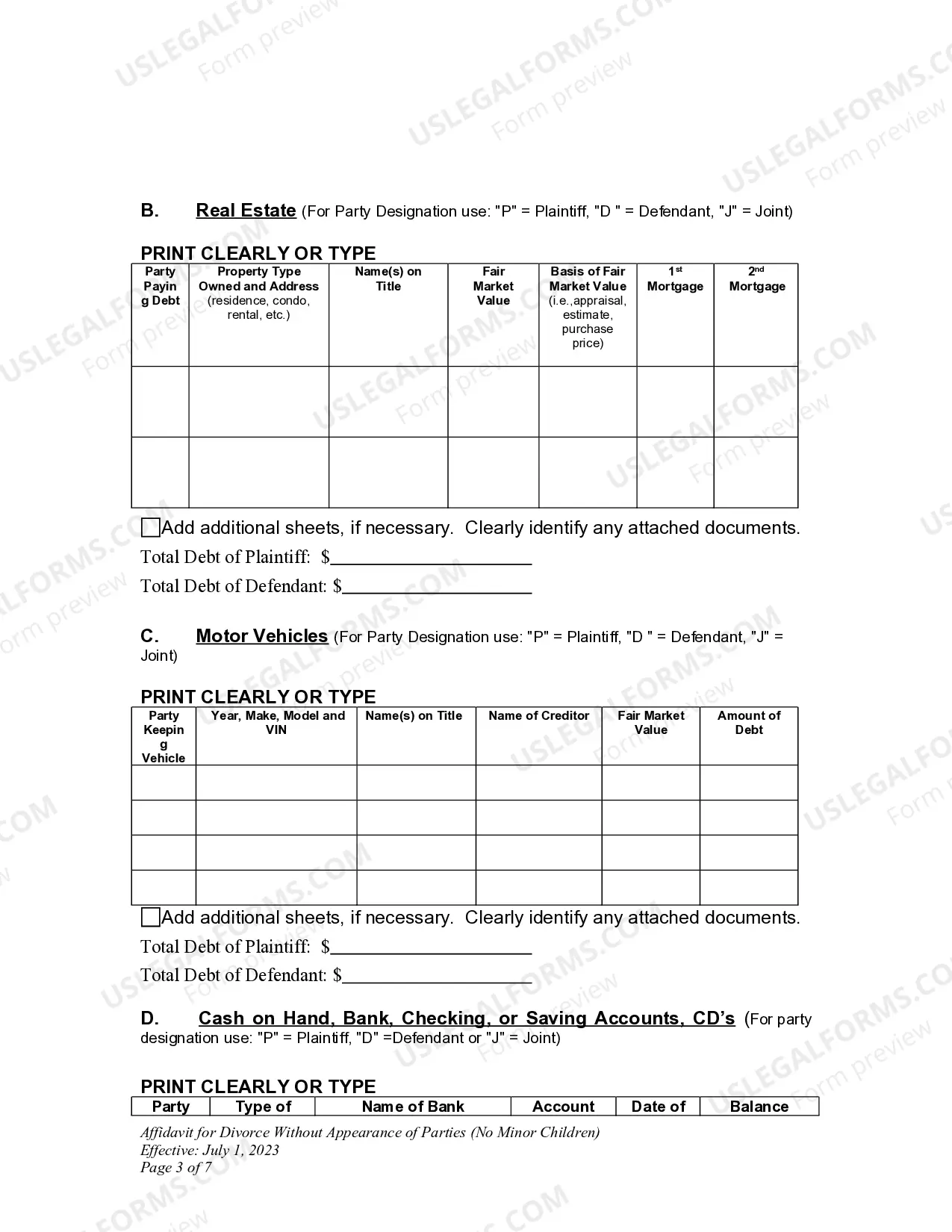Preview DNCP 15. Affidavit for Divorce Without Appearance of Parties