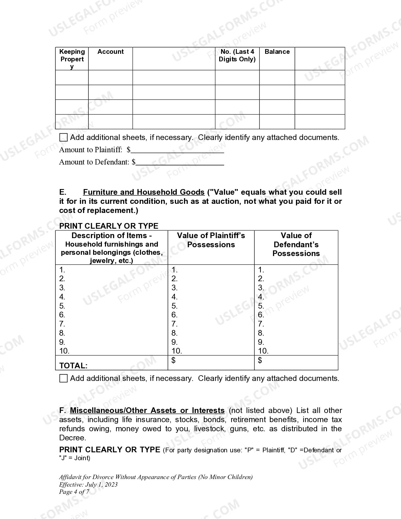 Preview DNCP 15. Affidavit for Divorce Without Appearance of Parties