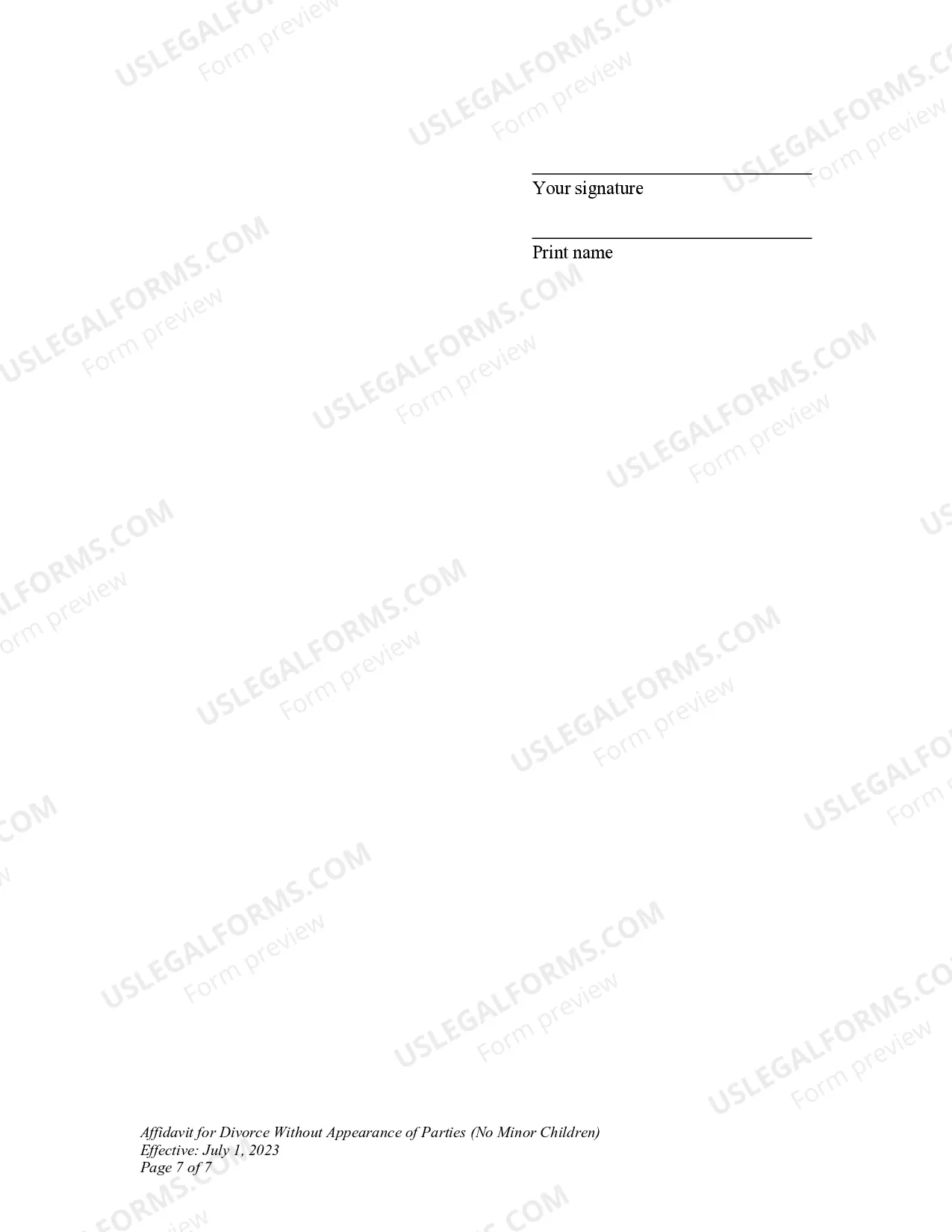 Preview DNCP 15. Affidavit for Divorce Without Appearance of Parties