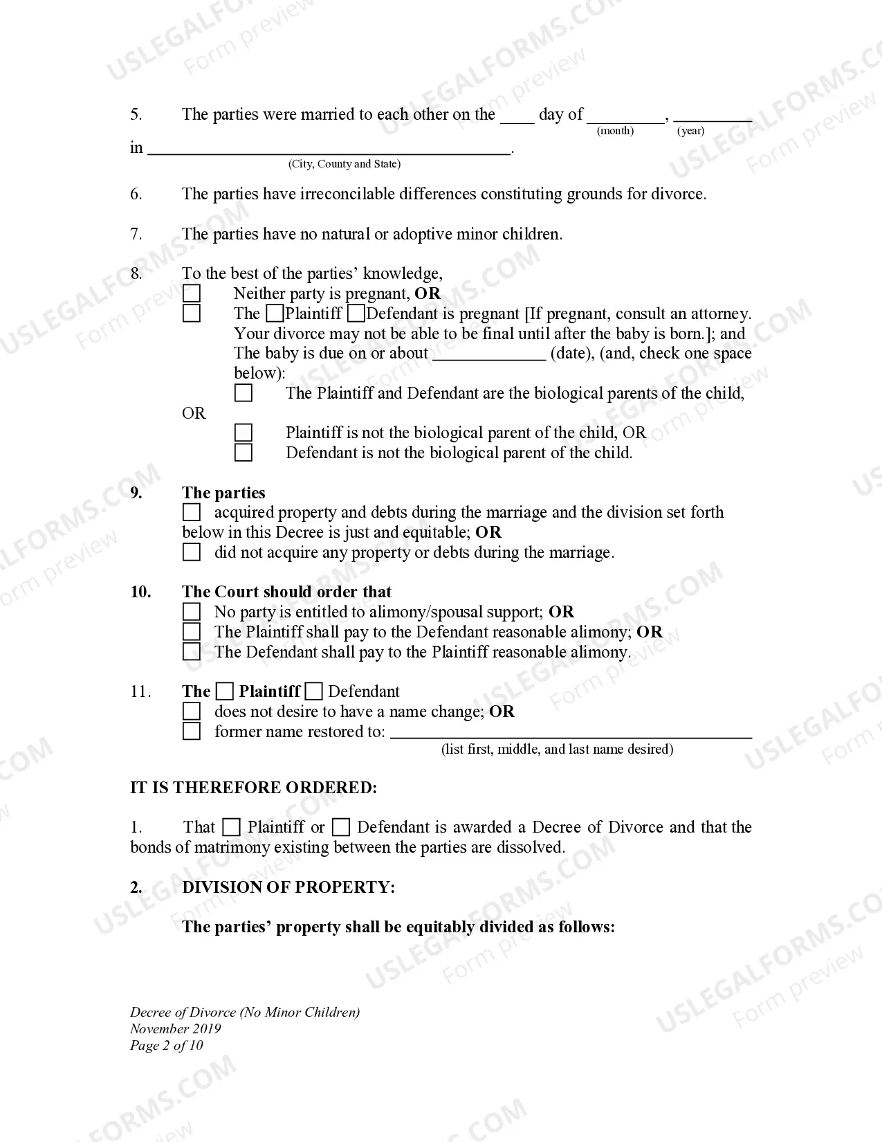 Preview Decree of Divorce
