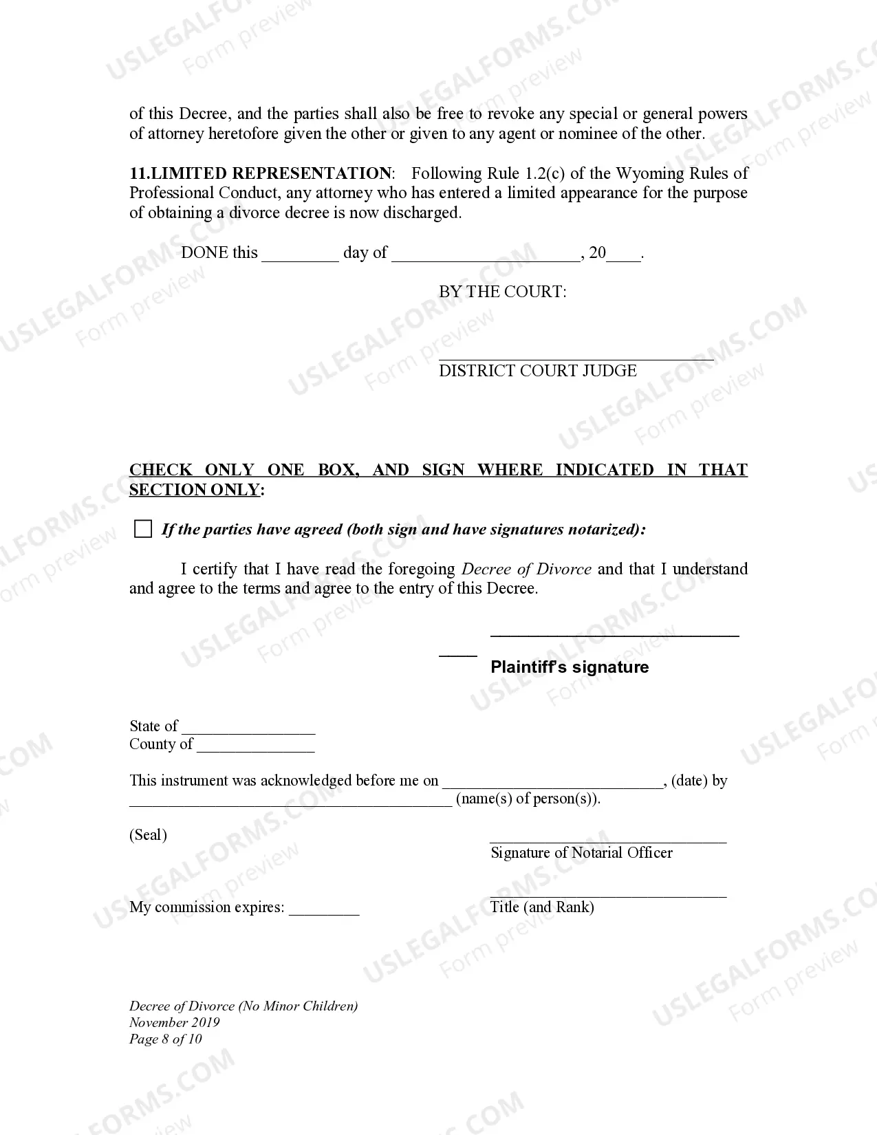 Preview Decree of Divorce