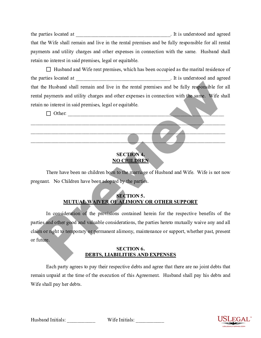 Wyoming Marital Domestic Separation and Property Settlement Agreement ...