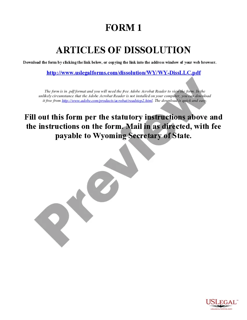 Get Wyoming Dissolution Package to Dissolve Limited Liability Company LLC Preview Wyoming Dissolution Package to Dissolve Limited Liability Company LLC