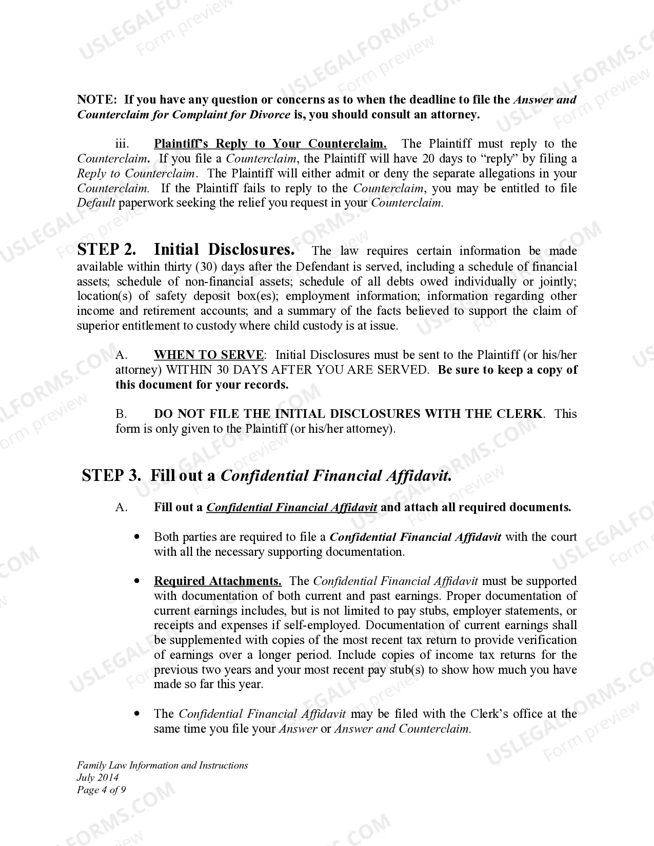 Preview DWCD 3. Family Law Information and Instructions
