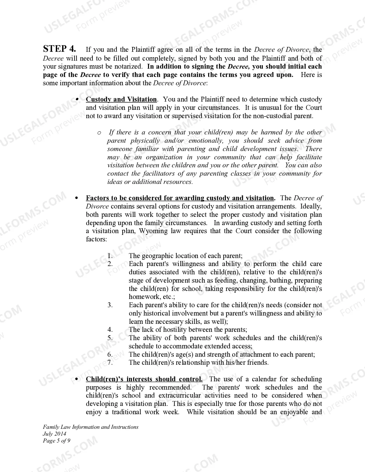 Preview DWCD 3. Family Law Information and Instructions