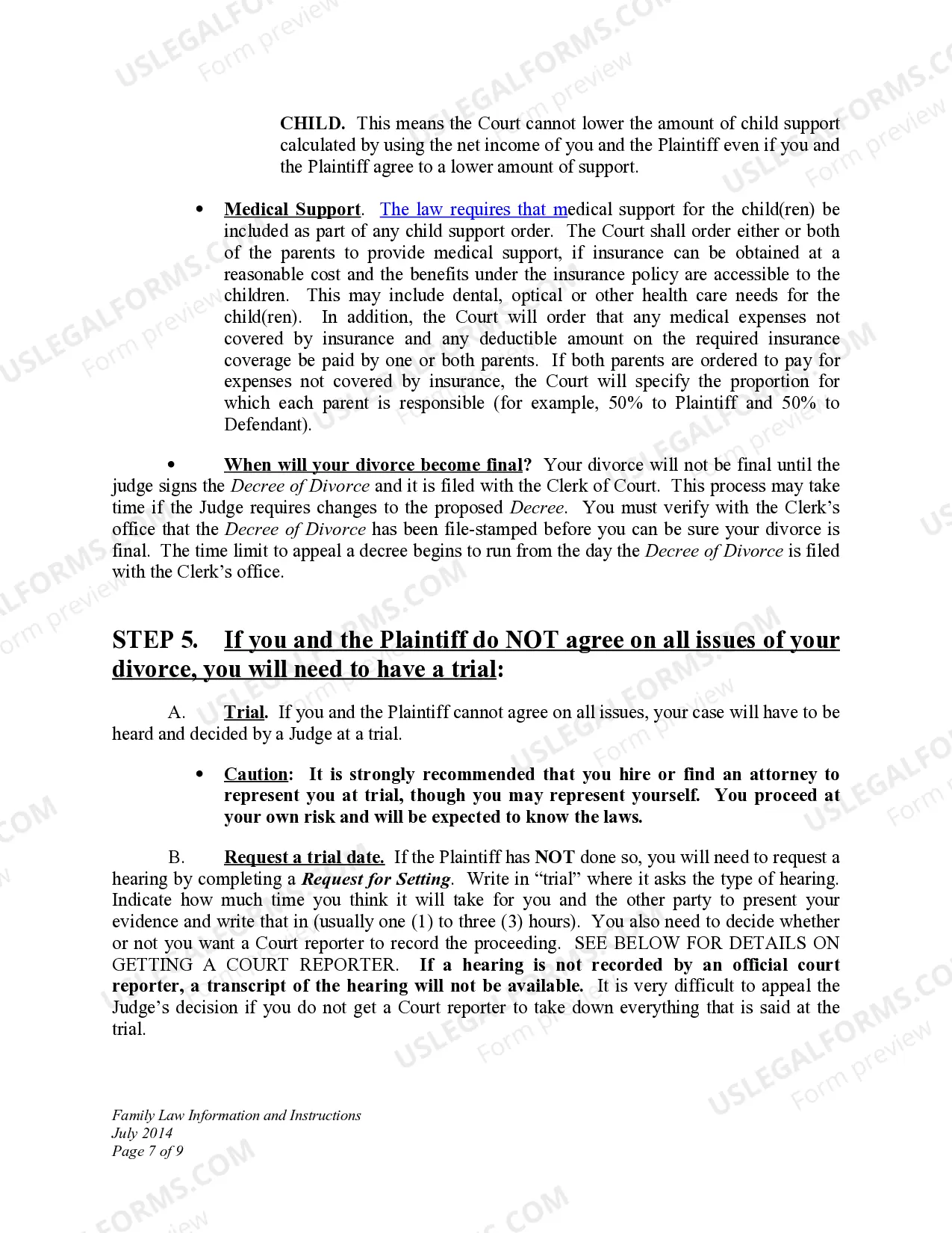 Preview DWCD 3. Family Law Information and Instructions