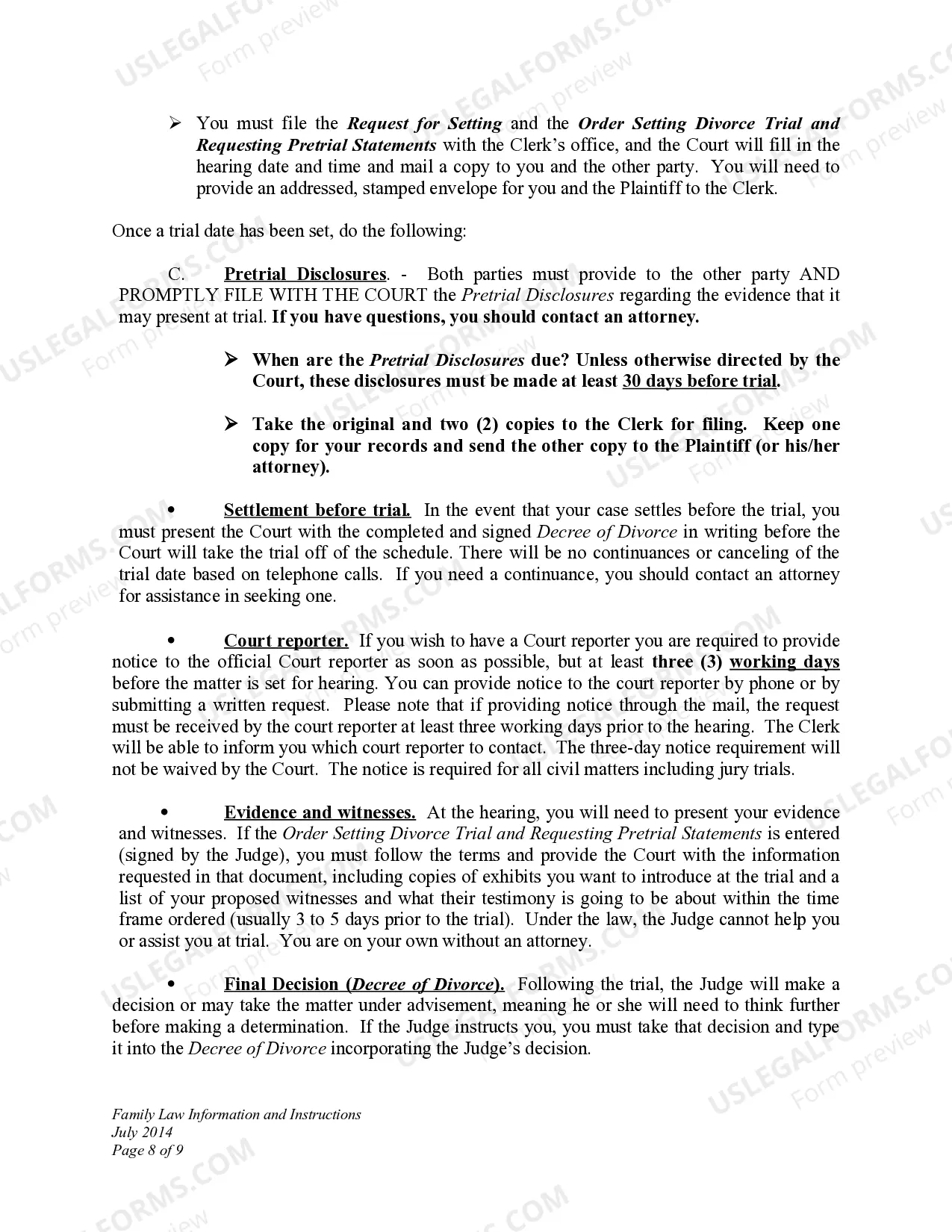 Preview DWCD 3. Family Law Information and Instructions