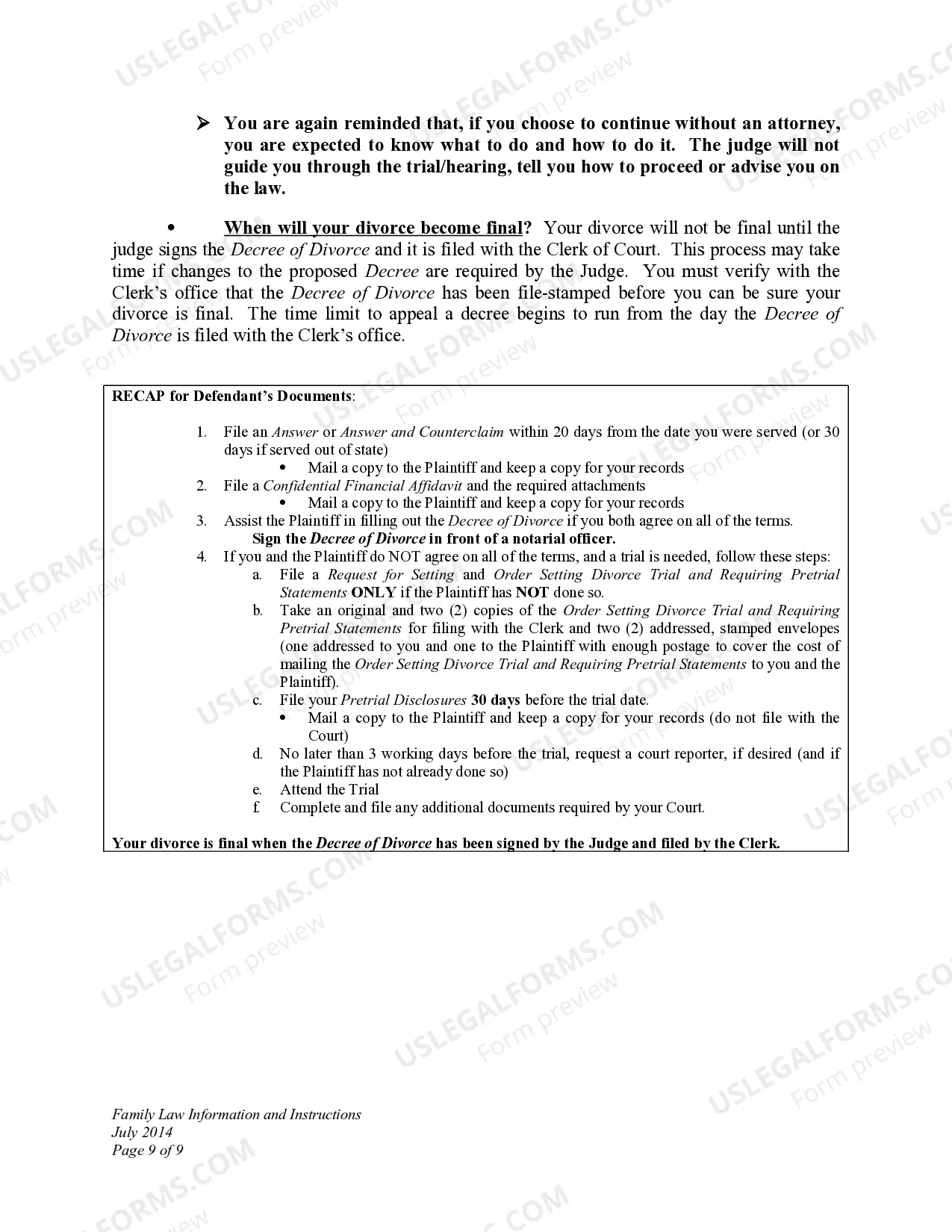 Preview DWCD 3. Family Law Information and Instructions
