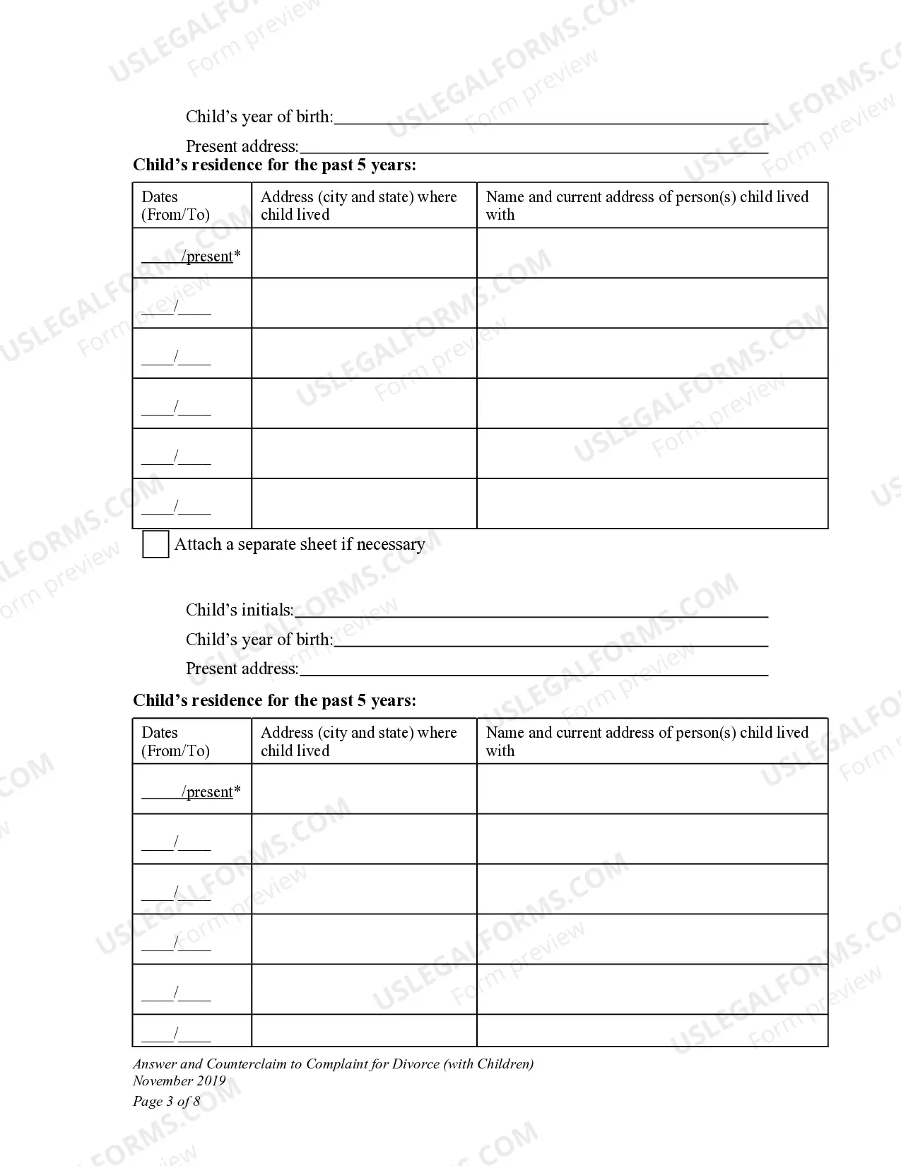 Preview DWCD 6. Answer and Counterclaim to Complaint for Divorce with Children