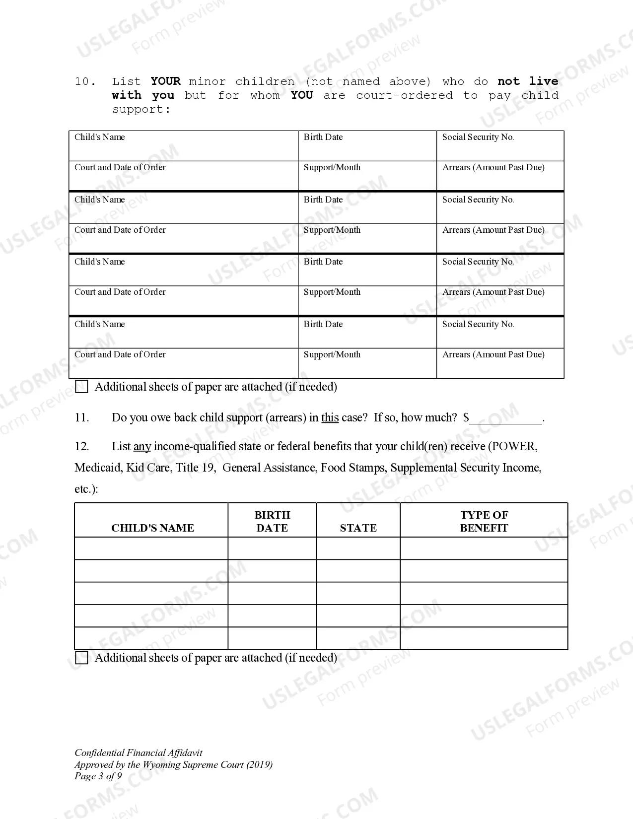 Preview DWCD 8. Confidential Financial Affidavit