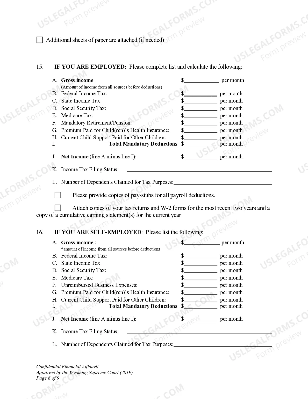 Preview DWCD 8. Confidential Financial Affidavit