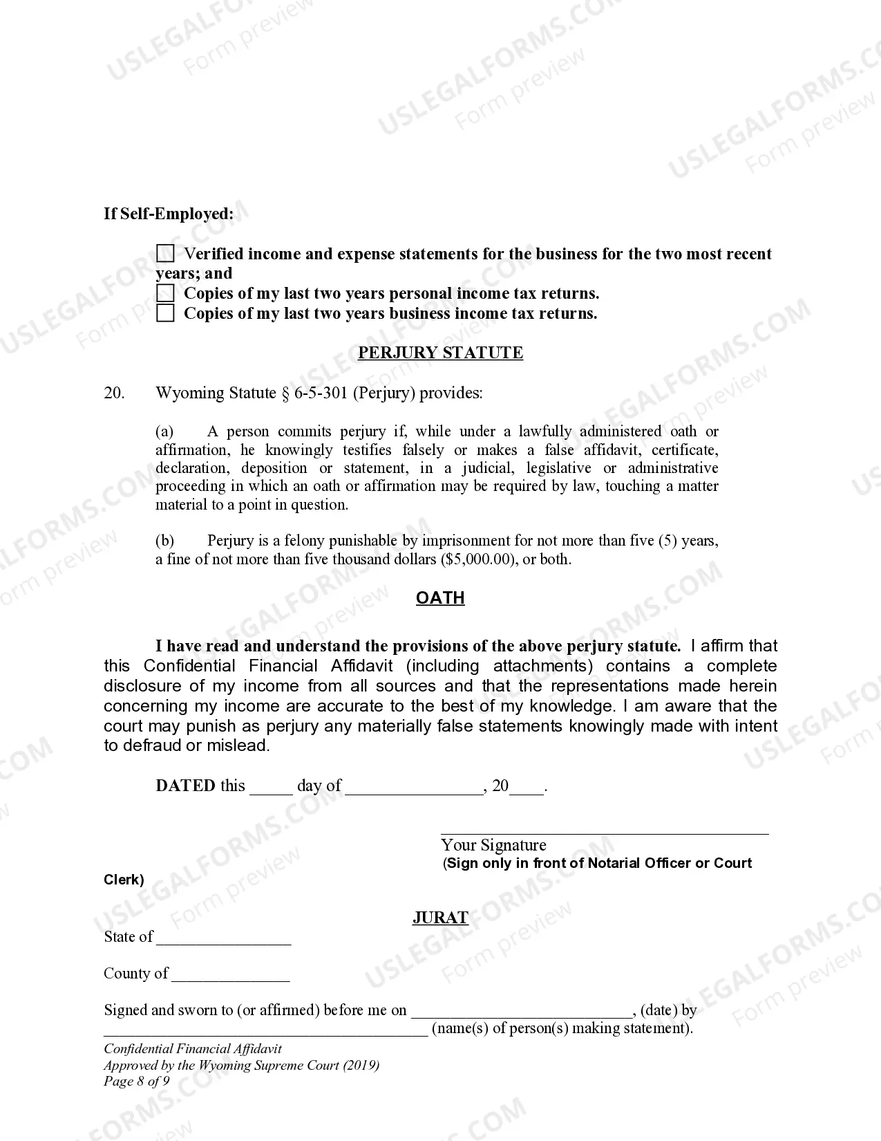 Preview DWCD 8. Confidential Financial Affidavit