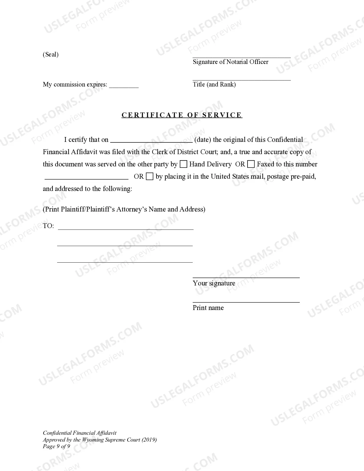 Preview DWCD 8. Confidential Financial Affidavit