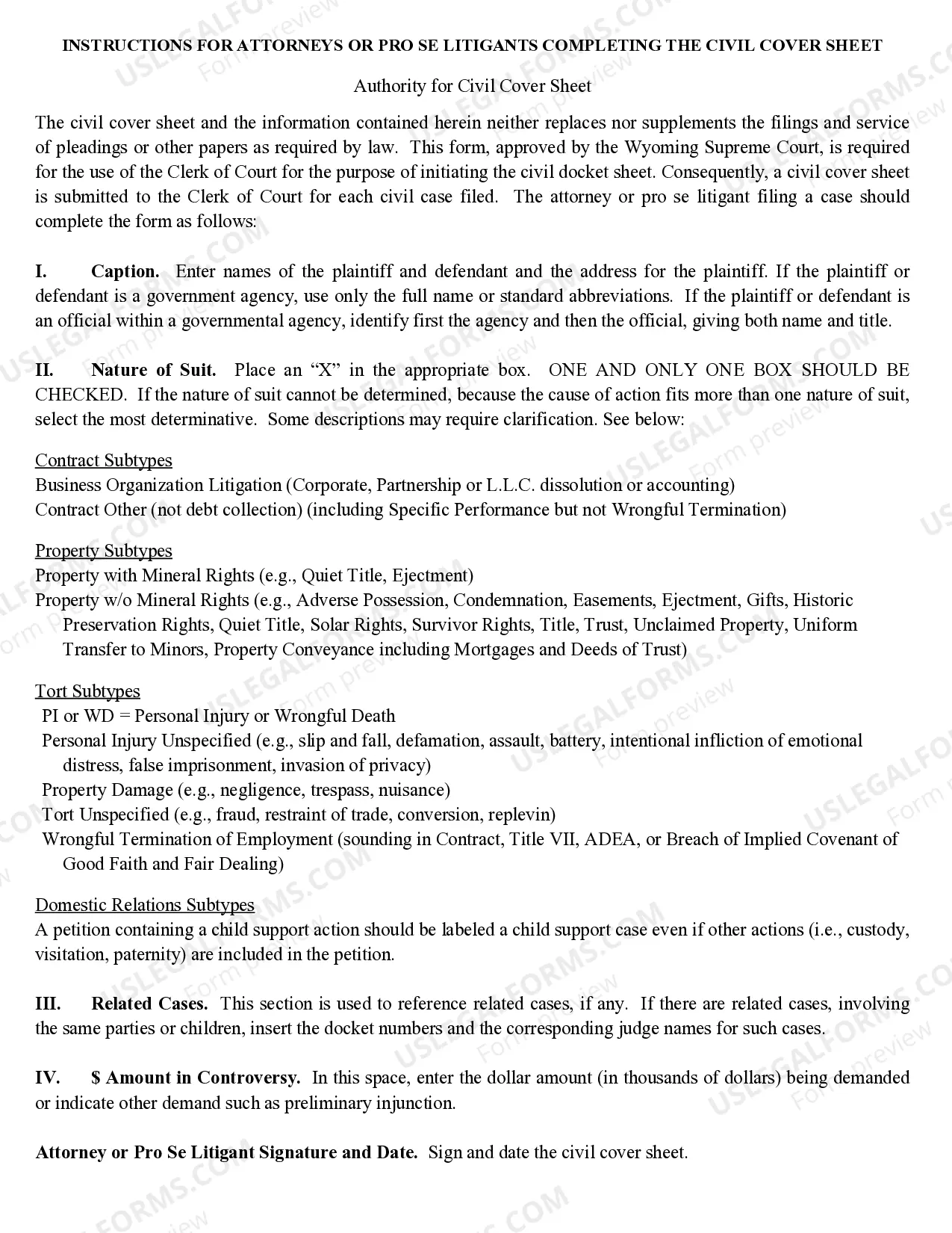 Preview DWCP 5. Civil Cover Sheet