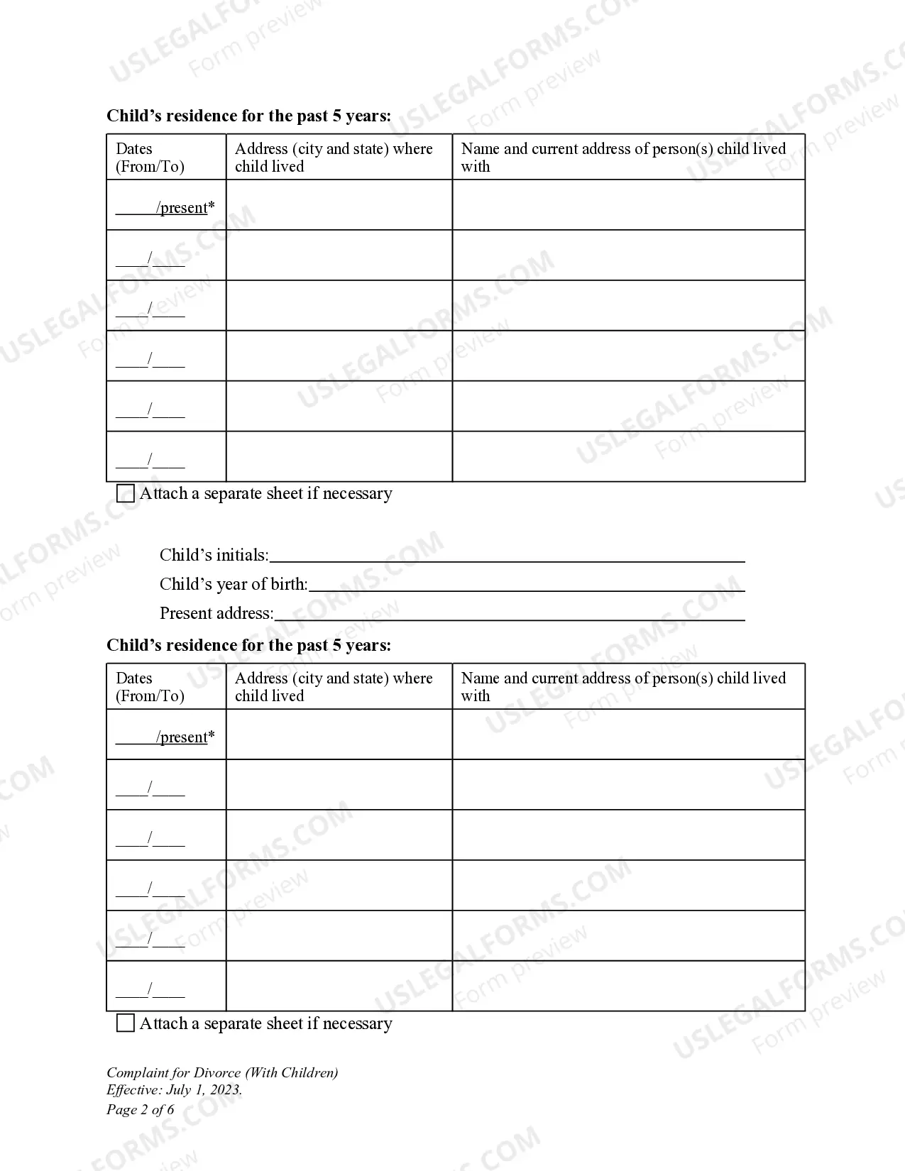 Preview DWCP 7. Complaint for Divorce (with Children)