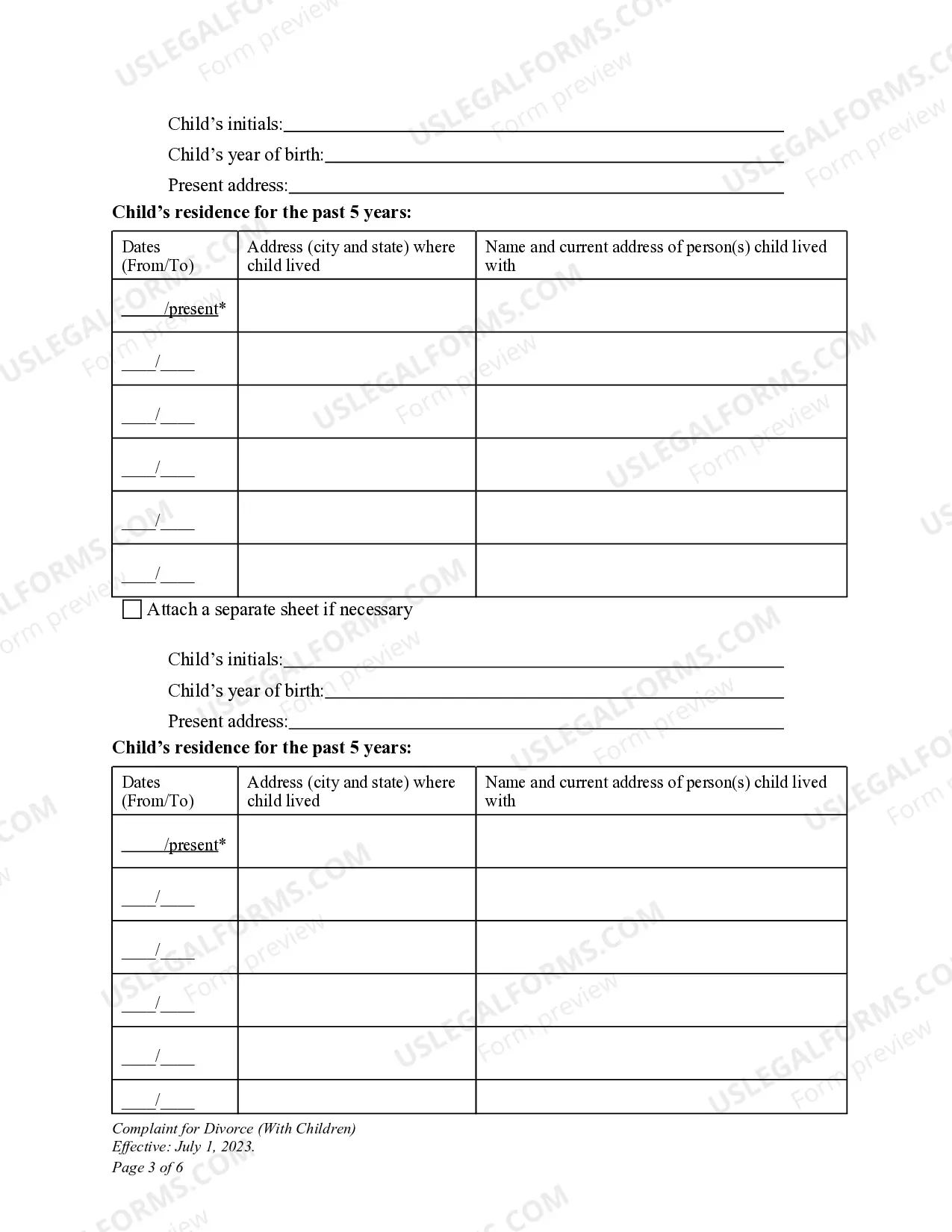 Preview DWCP 7. Complaint for Divorce (with Children)