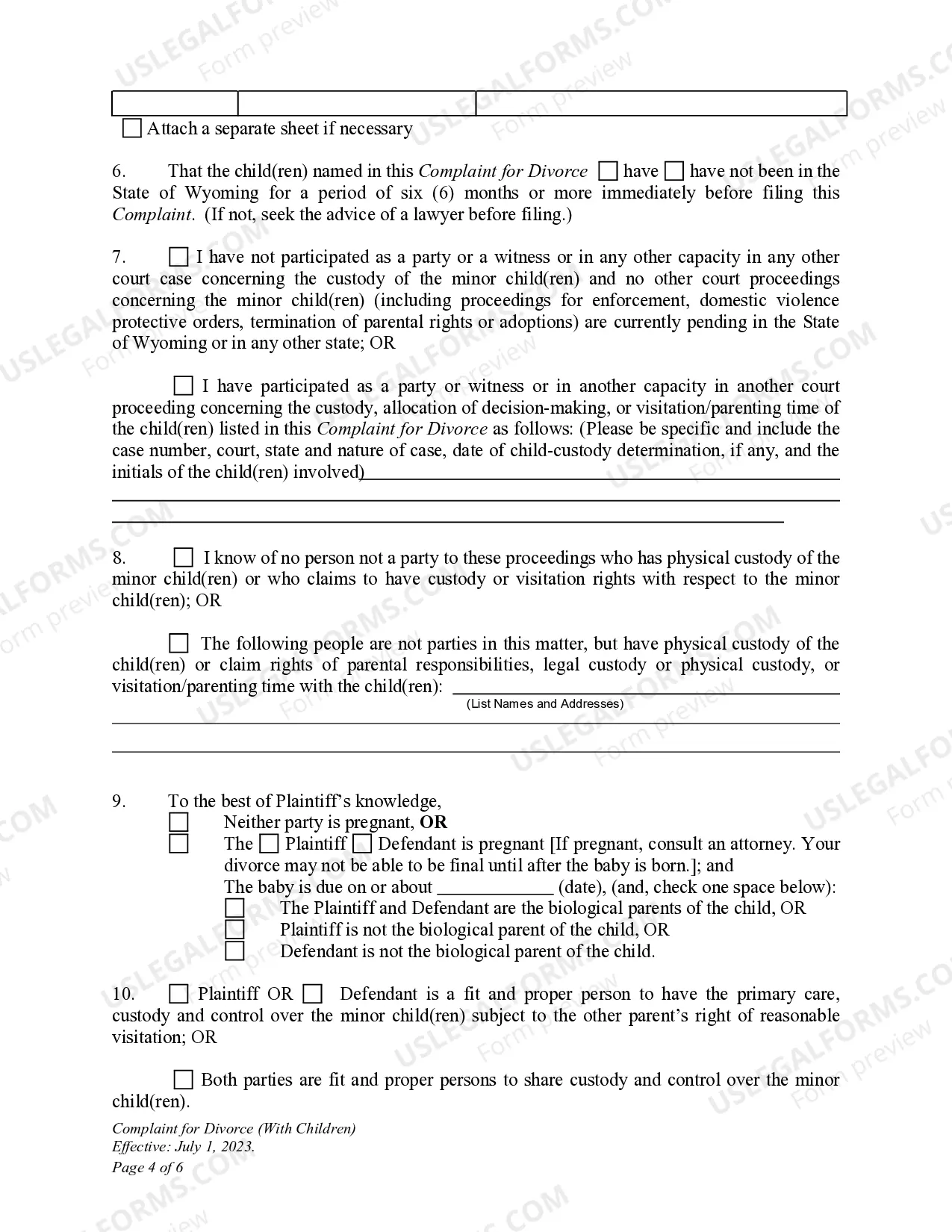 Preview DWCP 7. Complaint for Divorce (with Children)