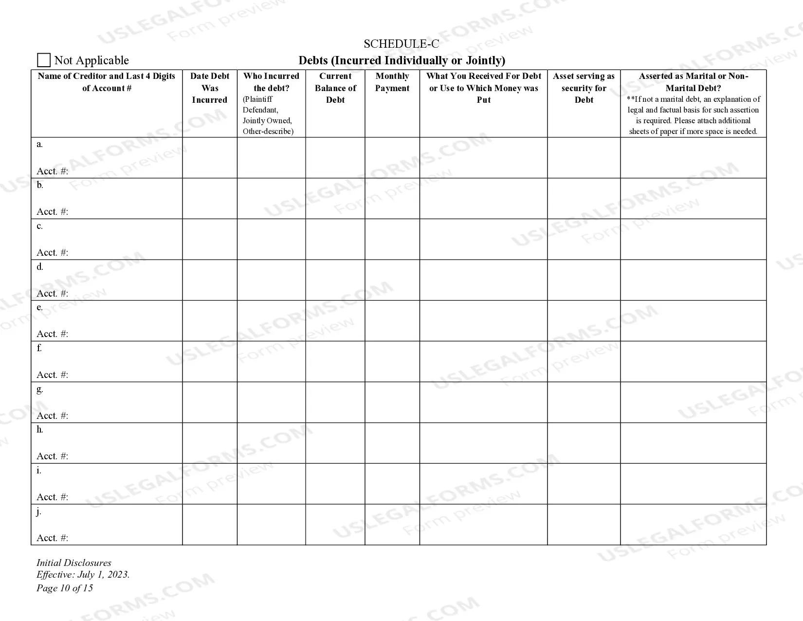 Preview Initial Disclosures