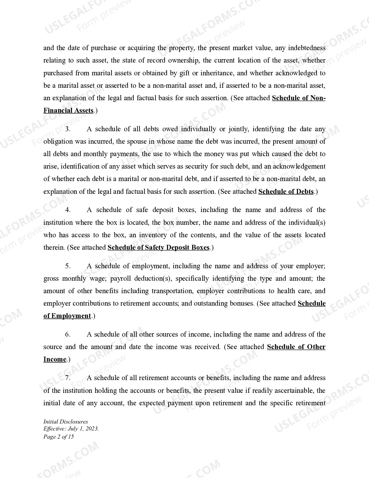 Preview Initial Disclosures