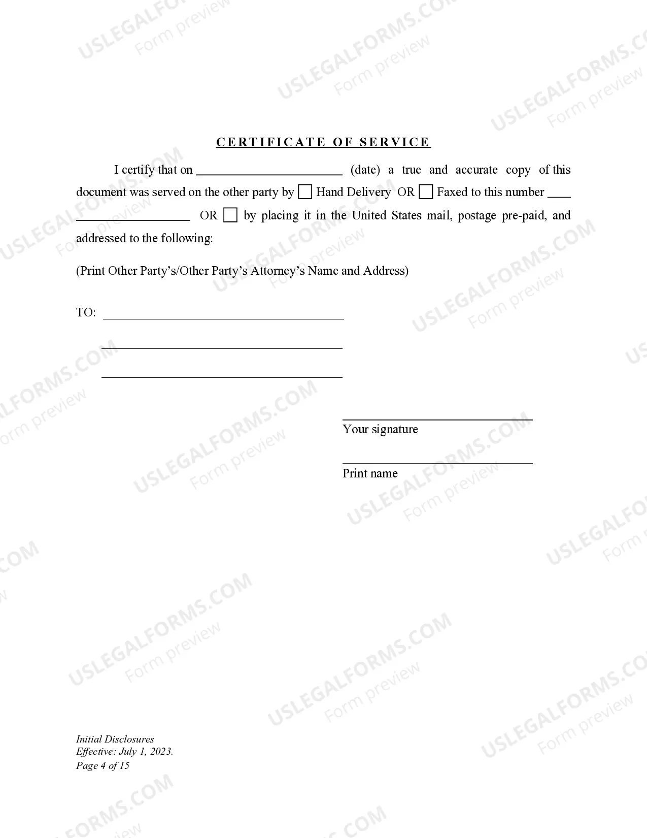 Preview Initial Disclosures