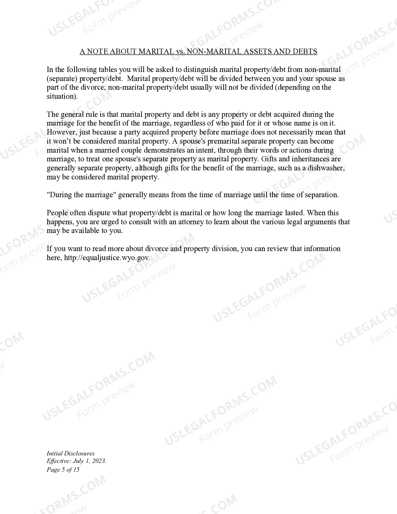 Preview Initial Disclosures