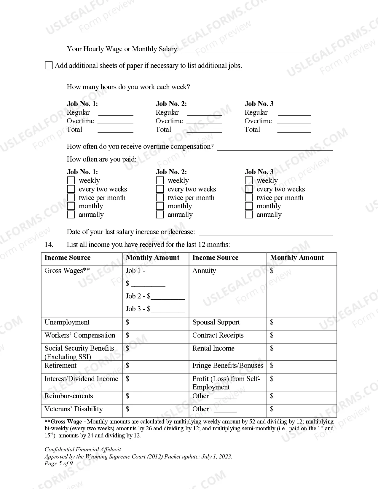 Preview DWCP 12. Confidential Financial Affidavit