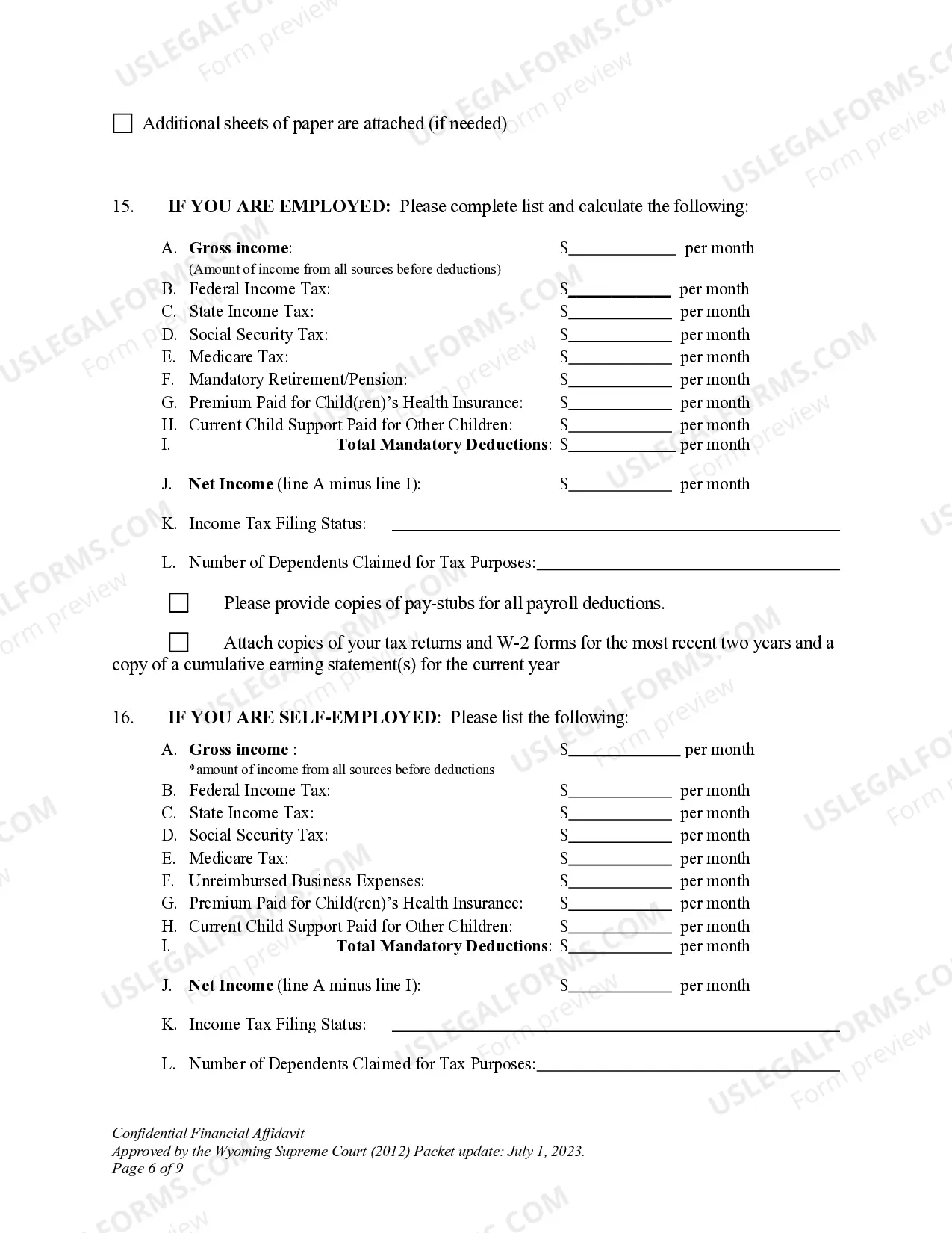 Preview DWCP 12. Confidential Financial Affidavit