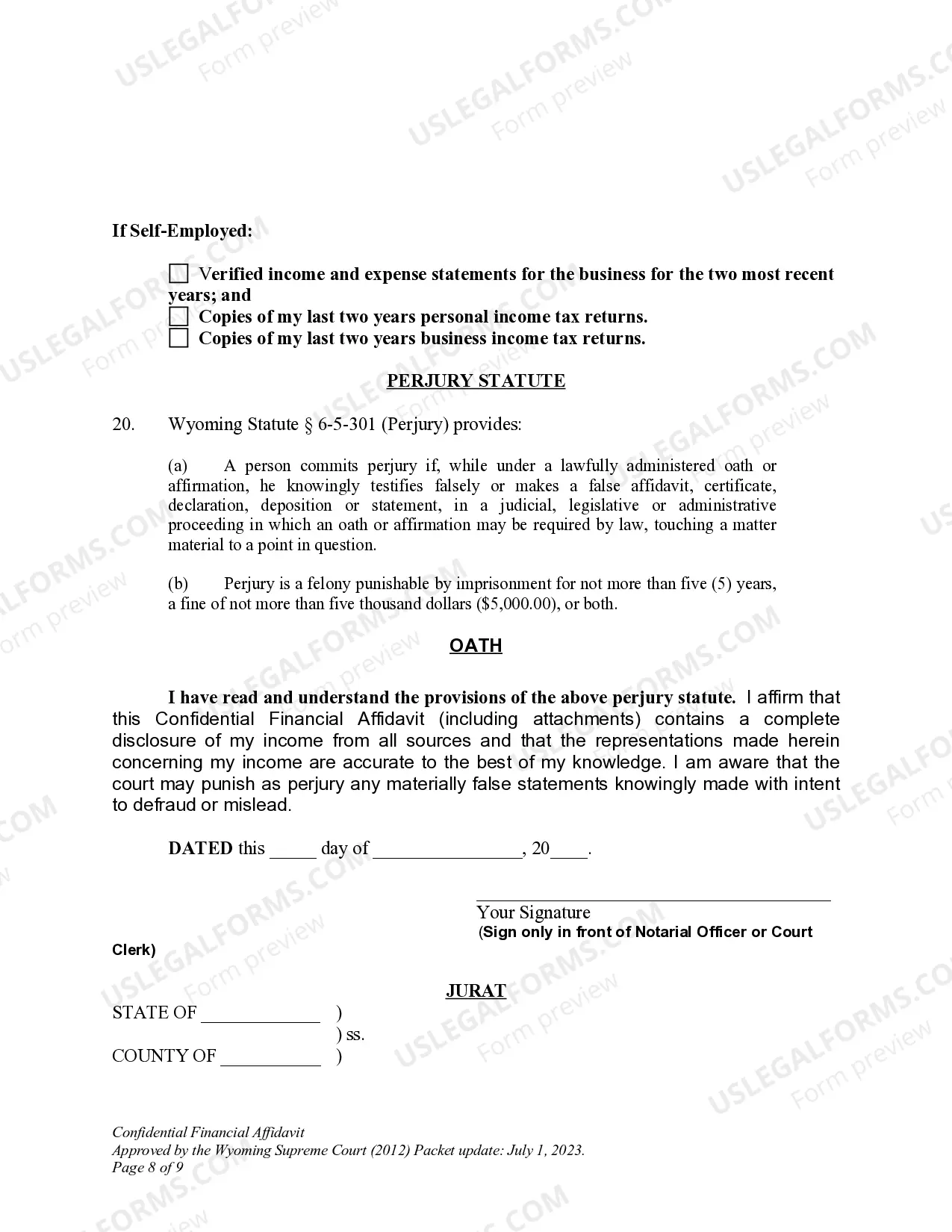 Preview DWCP 12. Confidential Financial Affidavit