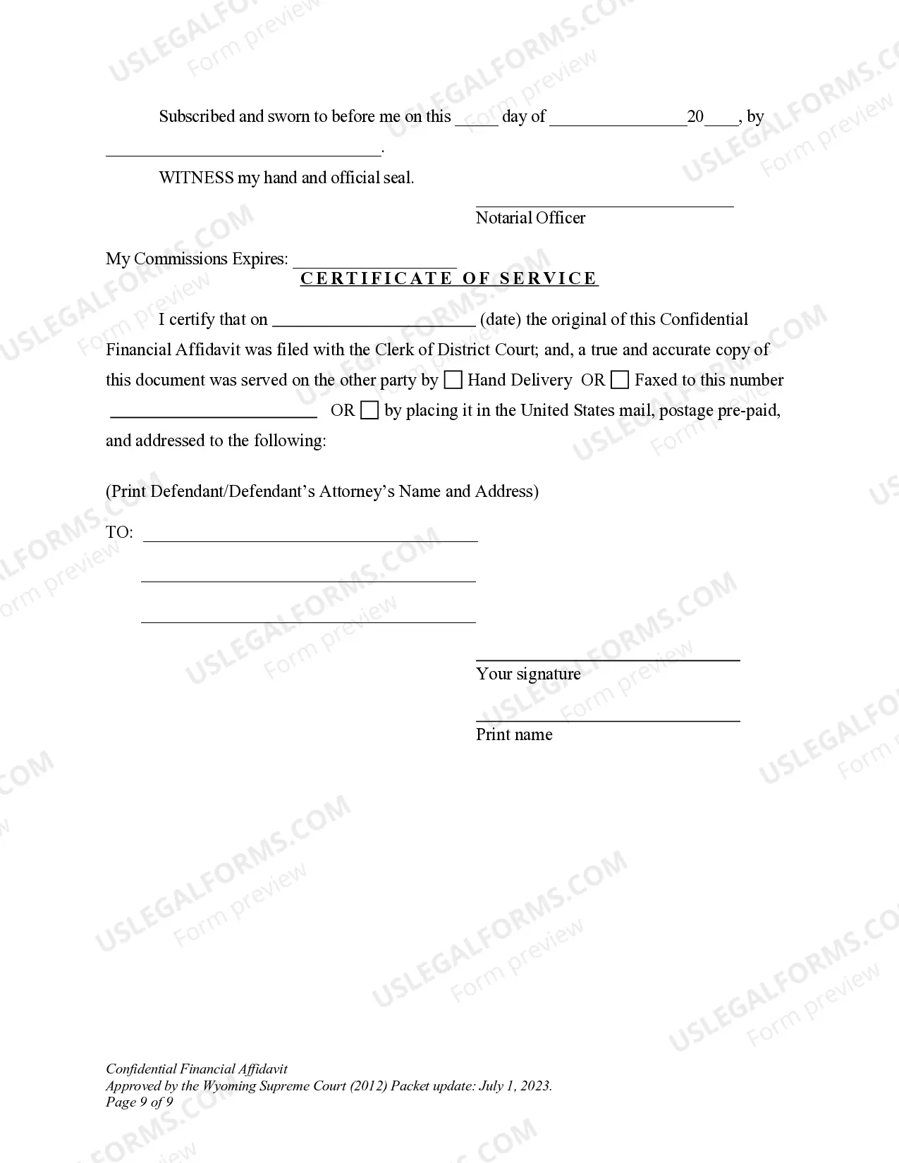 Preview DWCP 12. Confidential Financial Affidavit