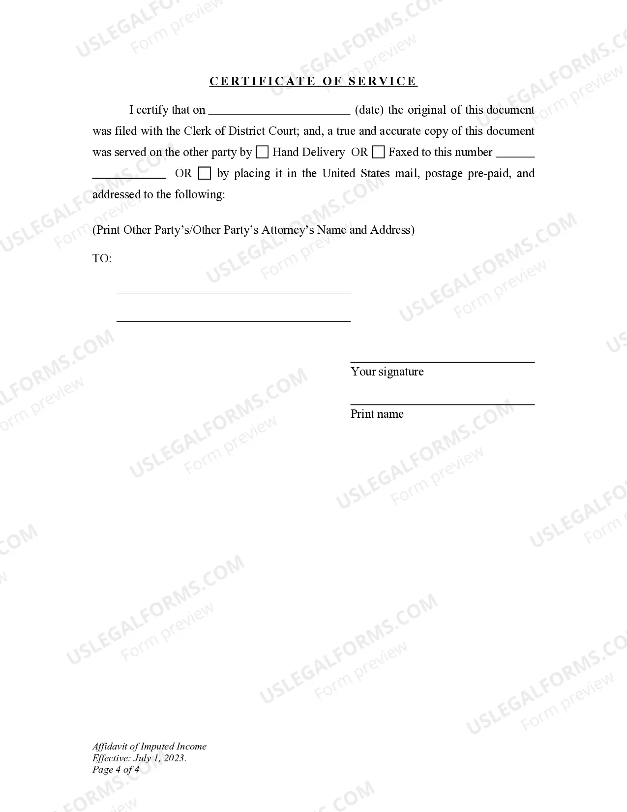 Preview DWCP 13. Affidavit of Imputed Income