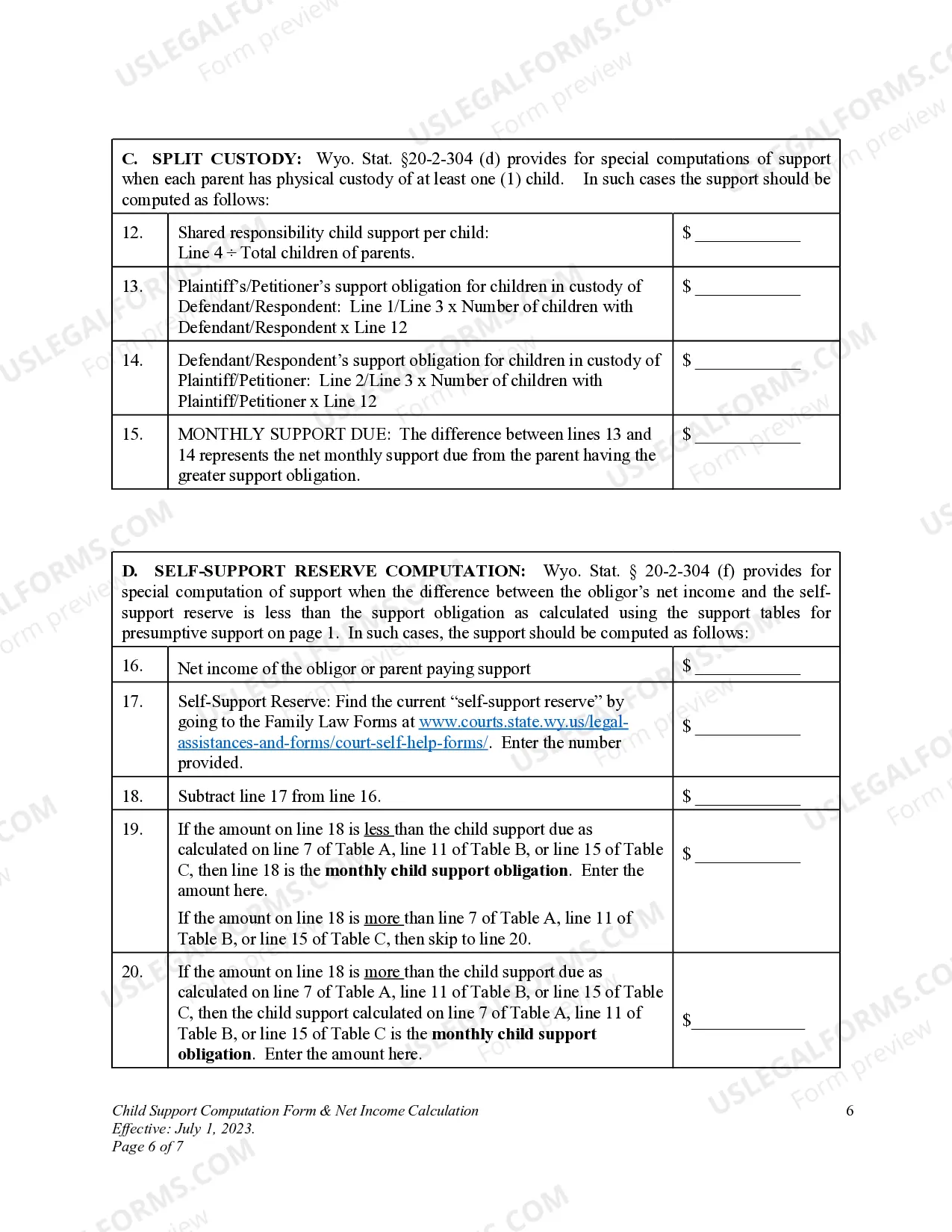Preview DWCP 14. Child Support Computation Form & Net Income Calculation