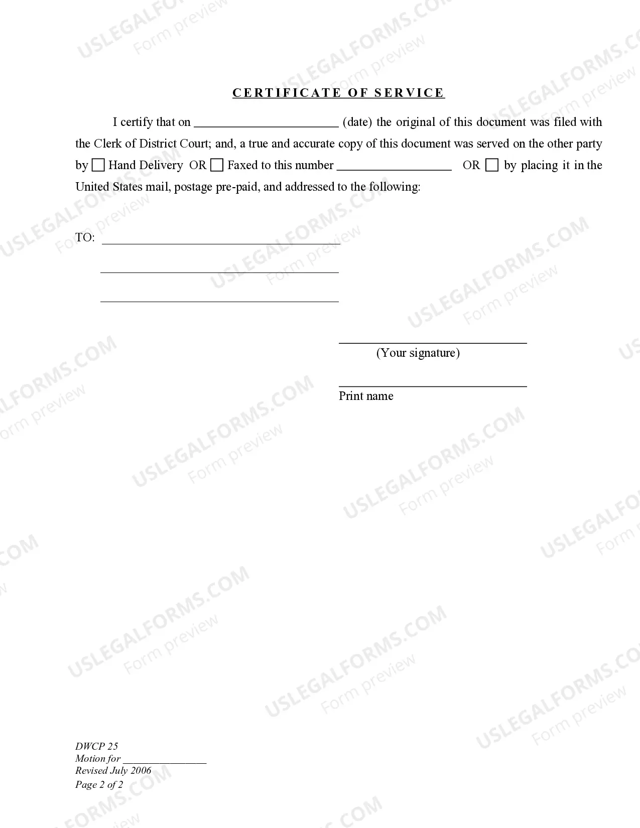 Preview DWCP 25. Order for Income Withholding